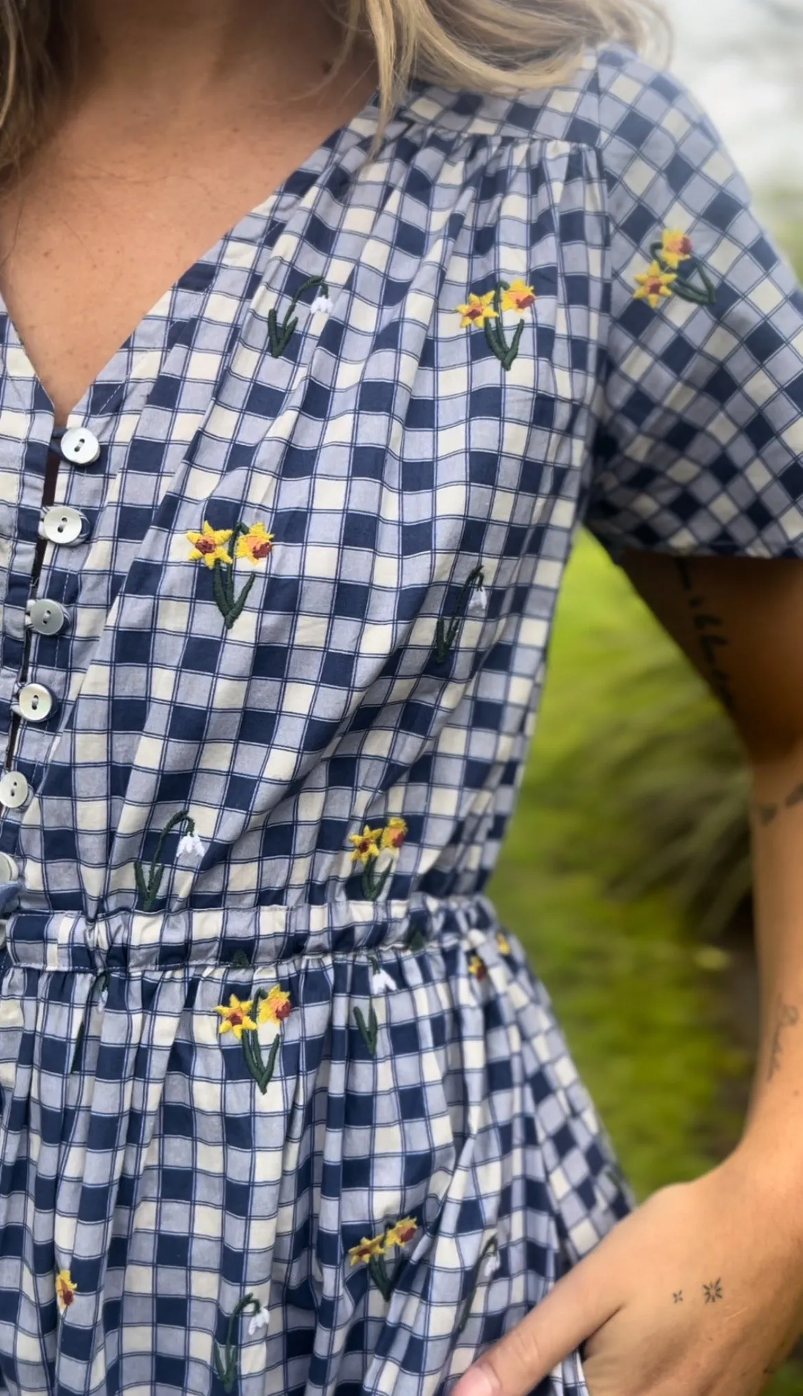 100% RECYCLED COTTON - DULCIE DRESS BLUE GINGHAM