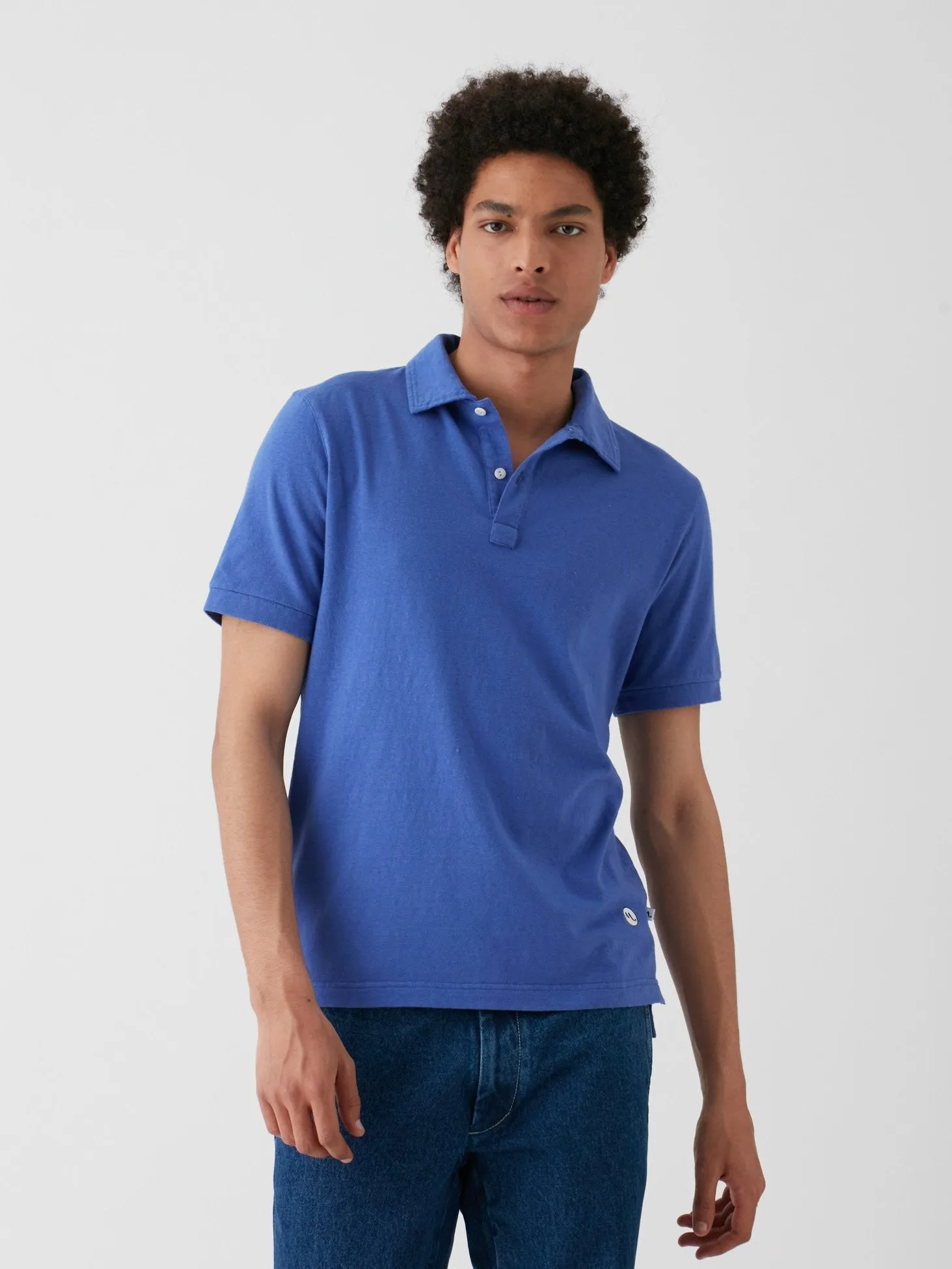 AANDAU KLEIN BLUE COTTON POLO SHIRT