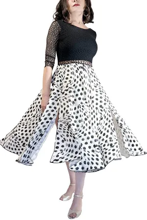 abstract dots full skirt maxi tango dress with slit