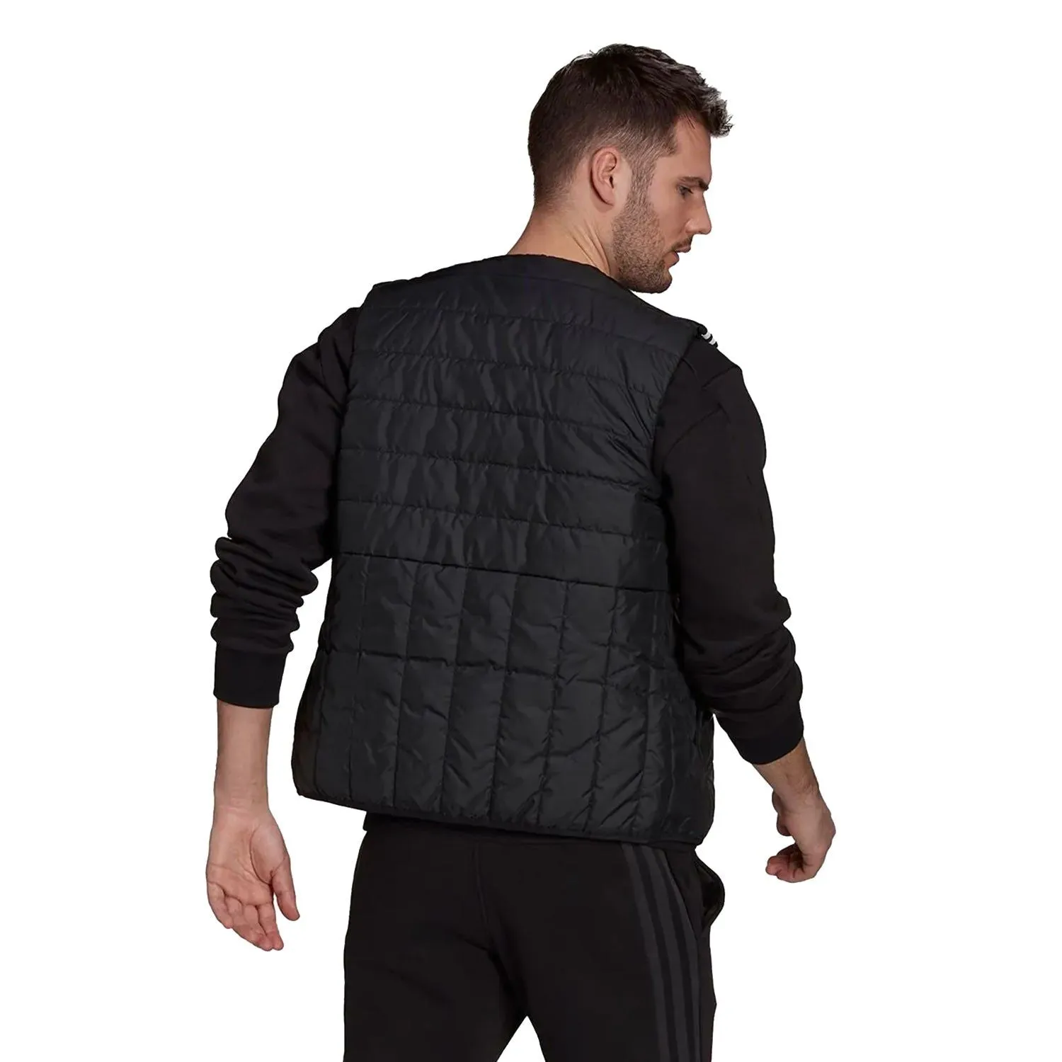 adidas Itavic 3 Stripe Puffer Gilet - Black