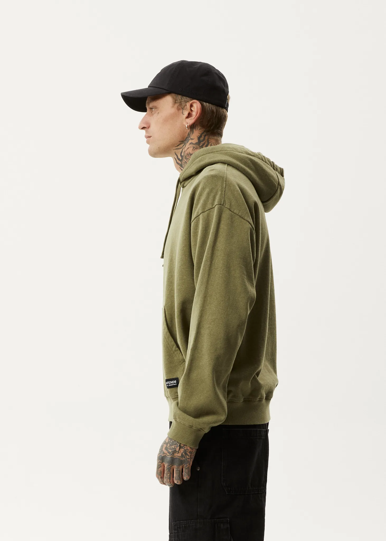 AFENDS Mens All Day - Relaxed Hoodie - Military