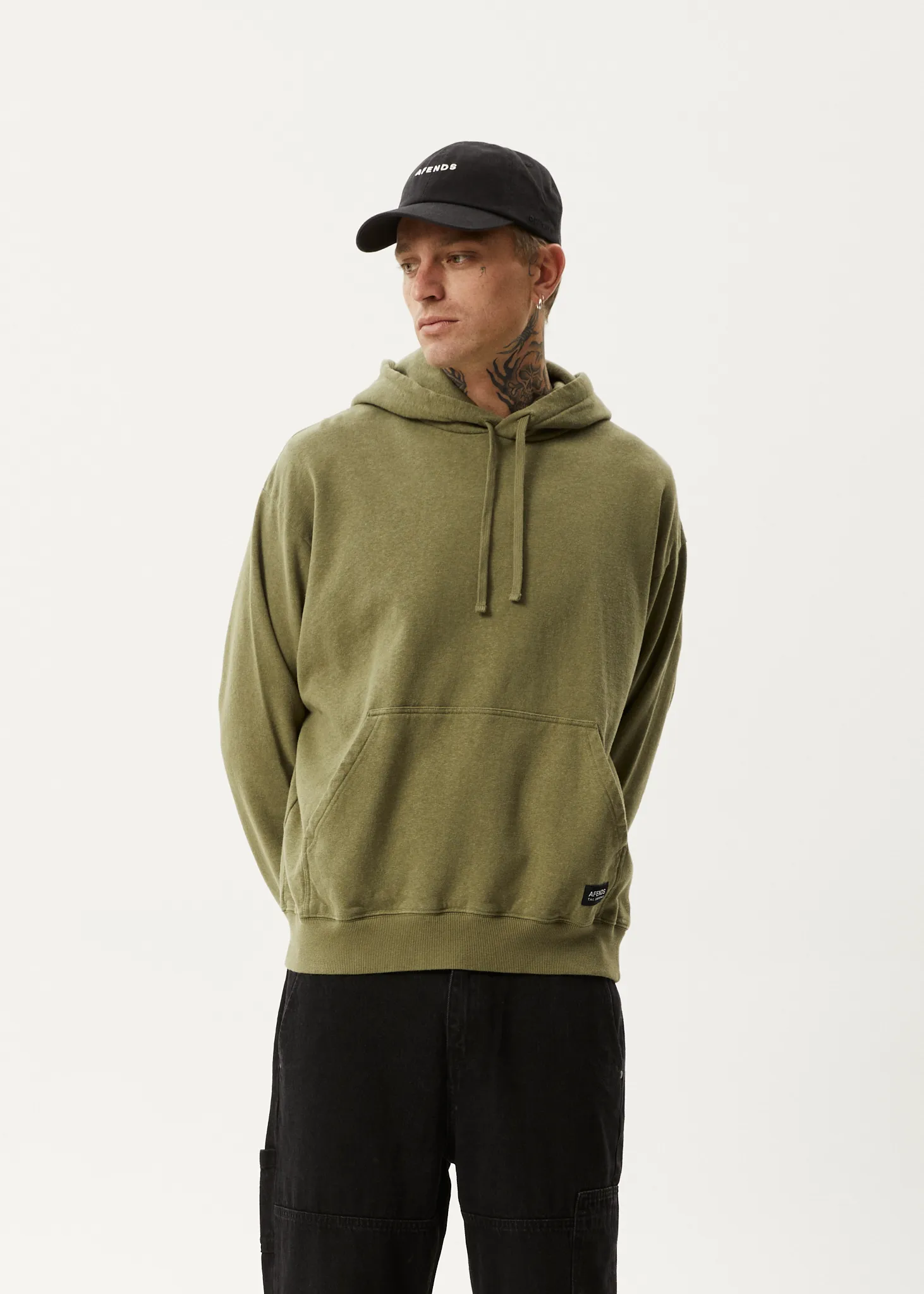 AFENDS Mens All Day - Relaxed Hoodie - Military