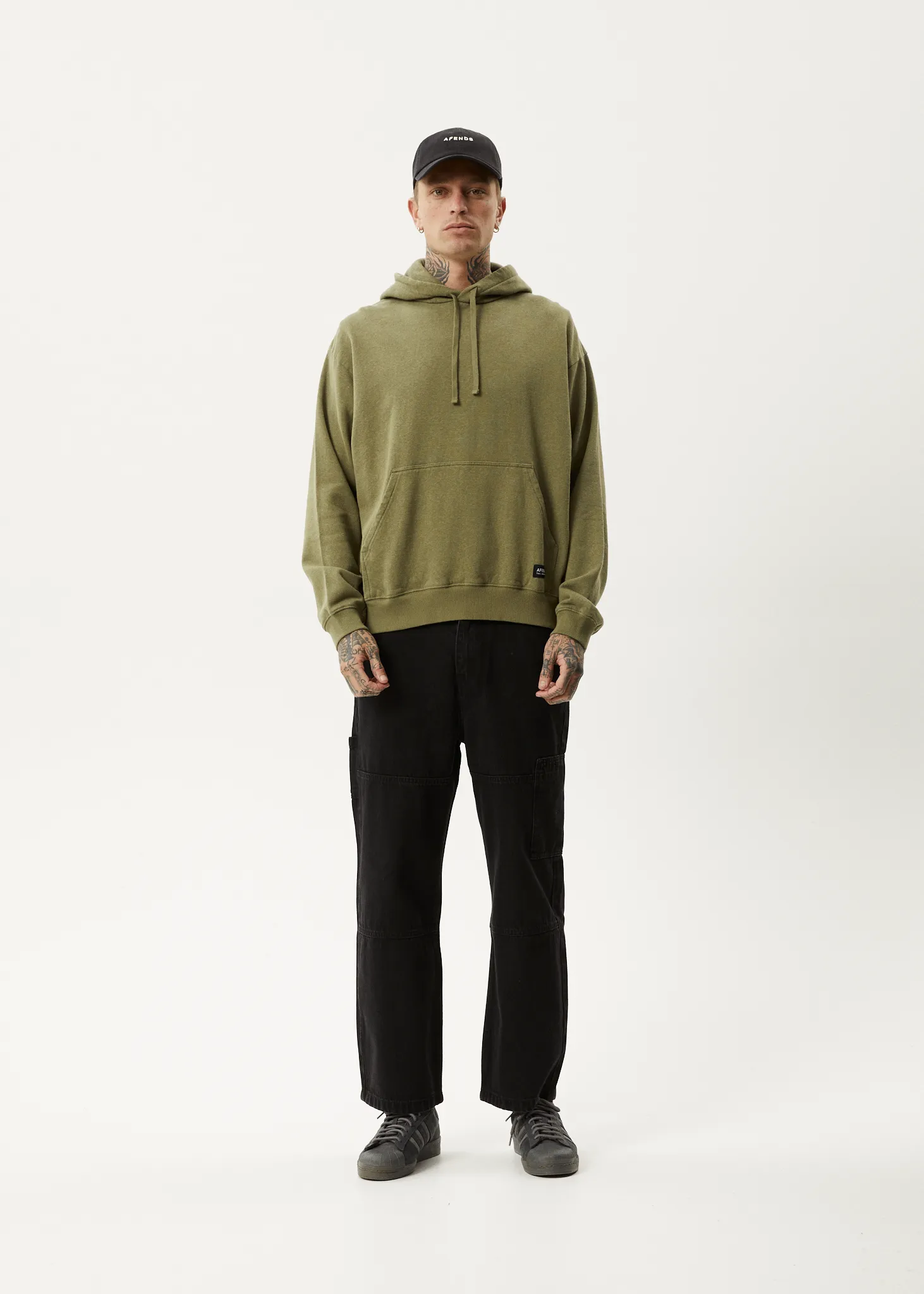 AFENDS Mens All Day - Relaxed Hoodie - Military