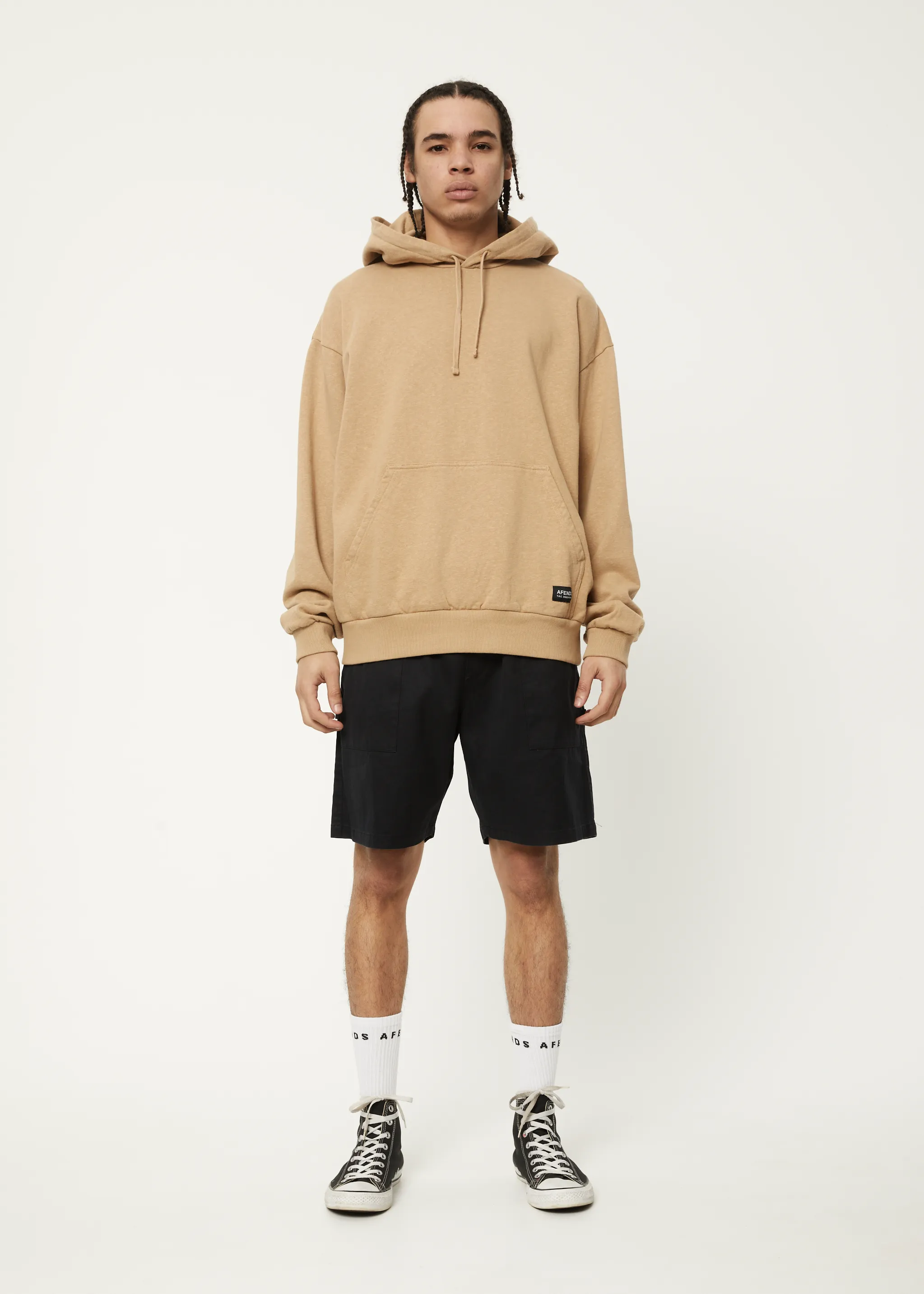 AFENDS Mens All Day - Relaxed Hoodie - Tan