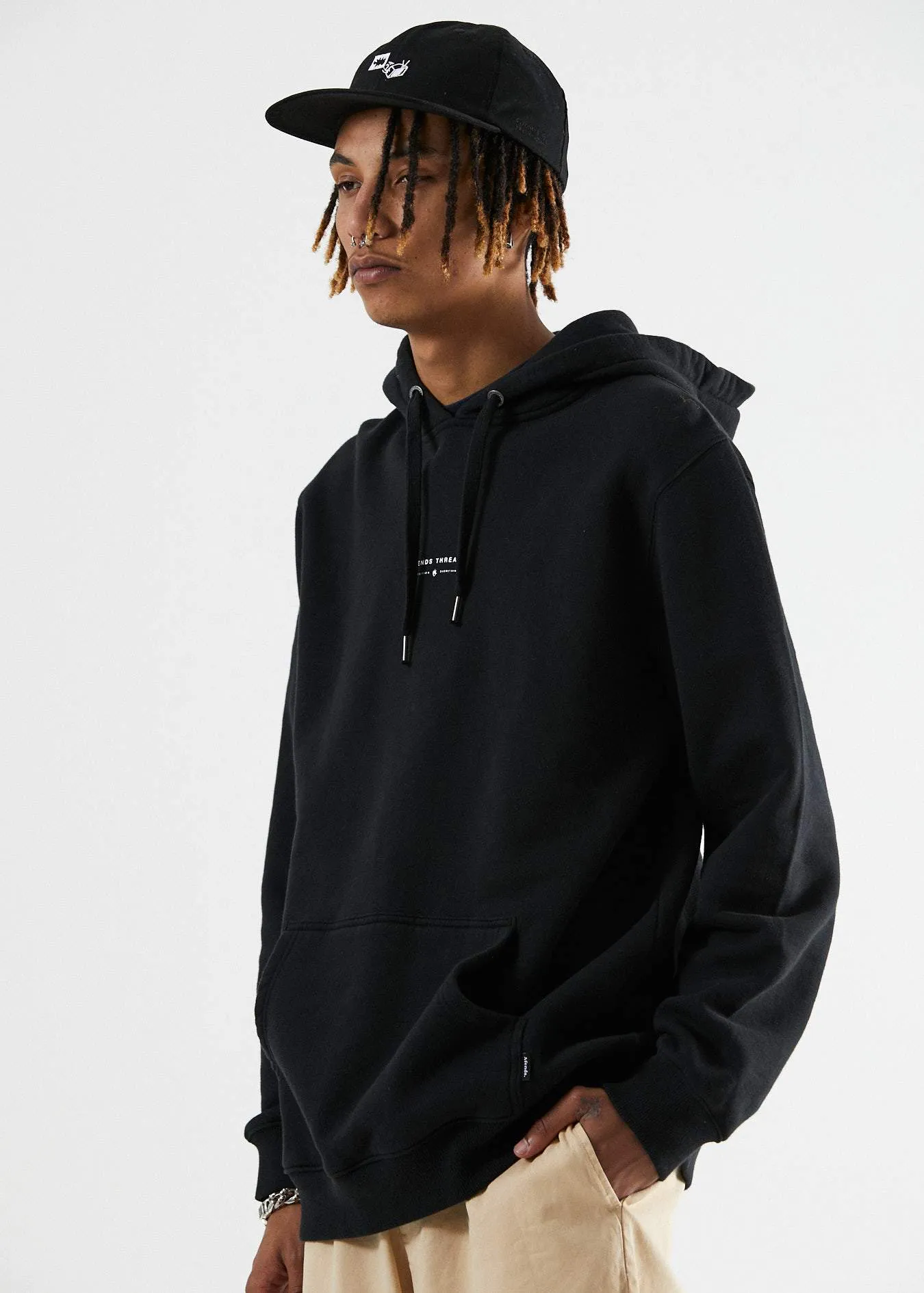 Afends Mens Kicked Out - Pull On Hood - Black