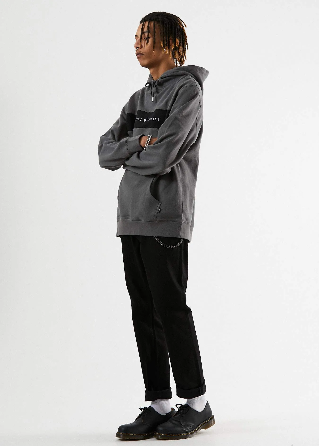 Afends Mens Panel - Pull On Hood - Gunmetal