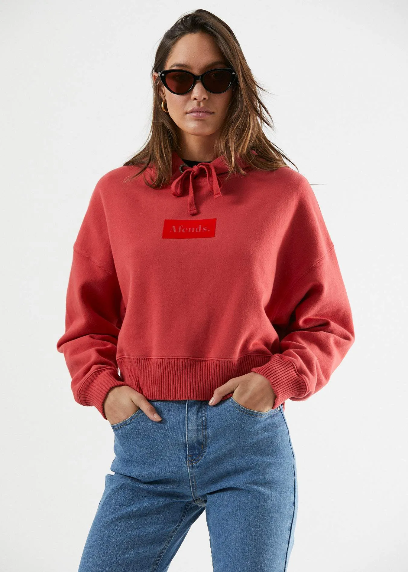 Afends Womens Back Roads - Pull On Hood - Flame Red