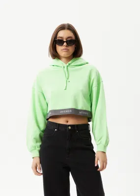 AFENDS Womens Homebase - Cropped Hoodie - Lime Green