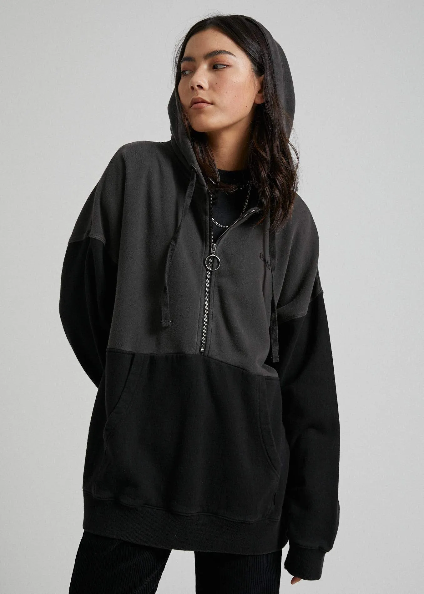 Afends Womens Retrograde - Pull On Hood - Stone Black