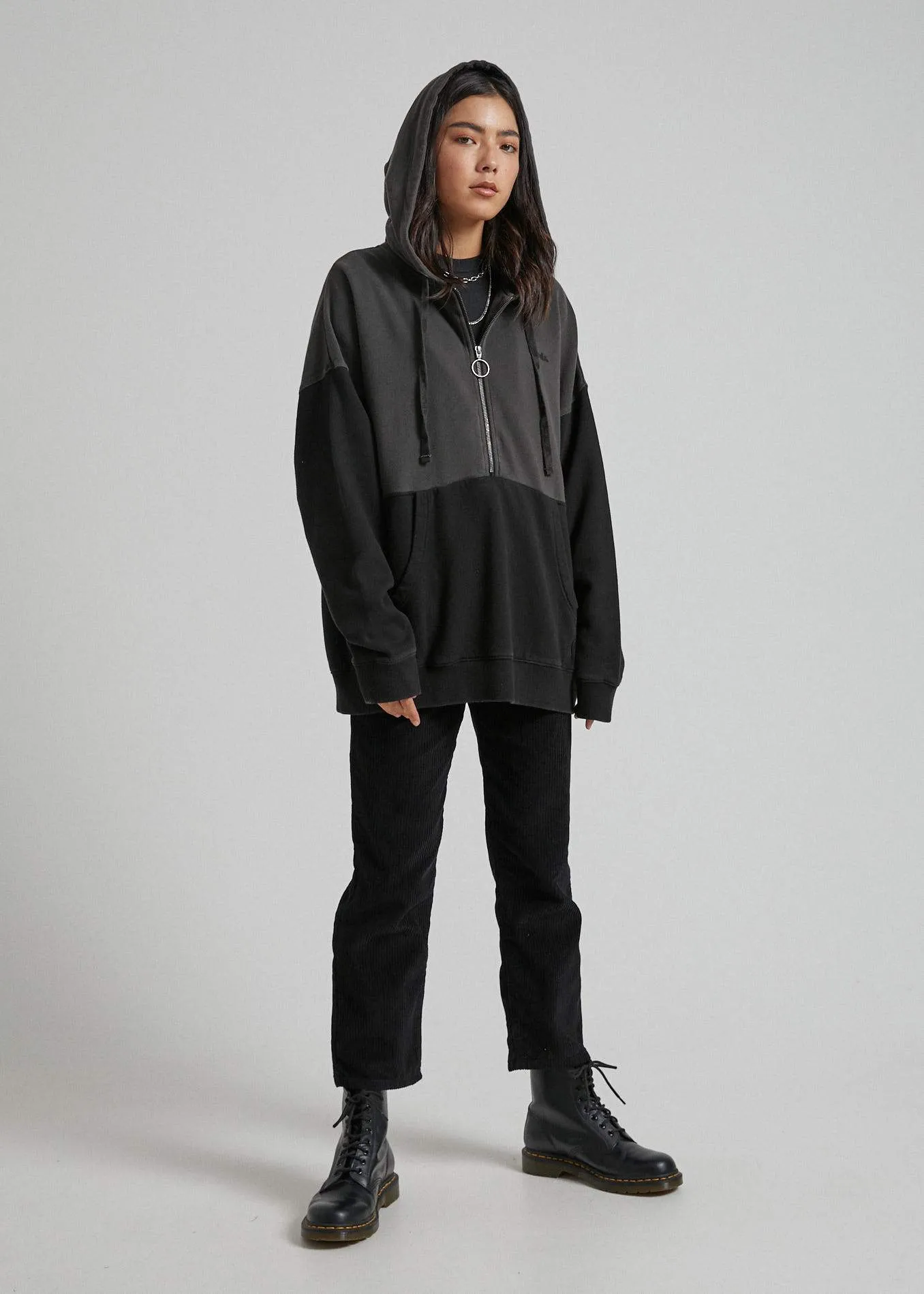 Afends Womens Retrograde - Pull On Hood - Stone Black