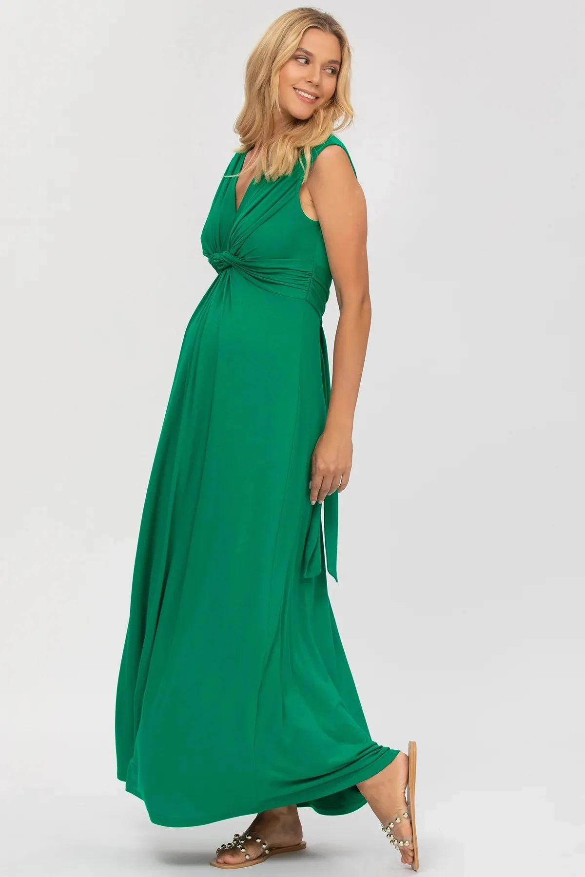 Angelina Maternity Nursing Gown in Emerald