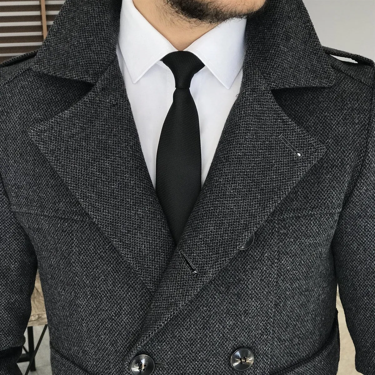 Arctic Anthracite Double Breasted Coat