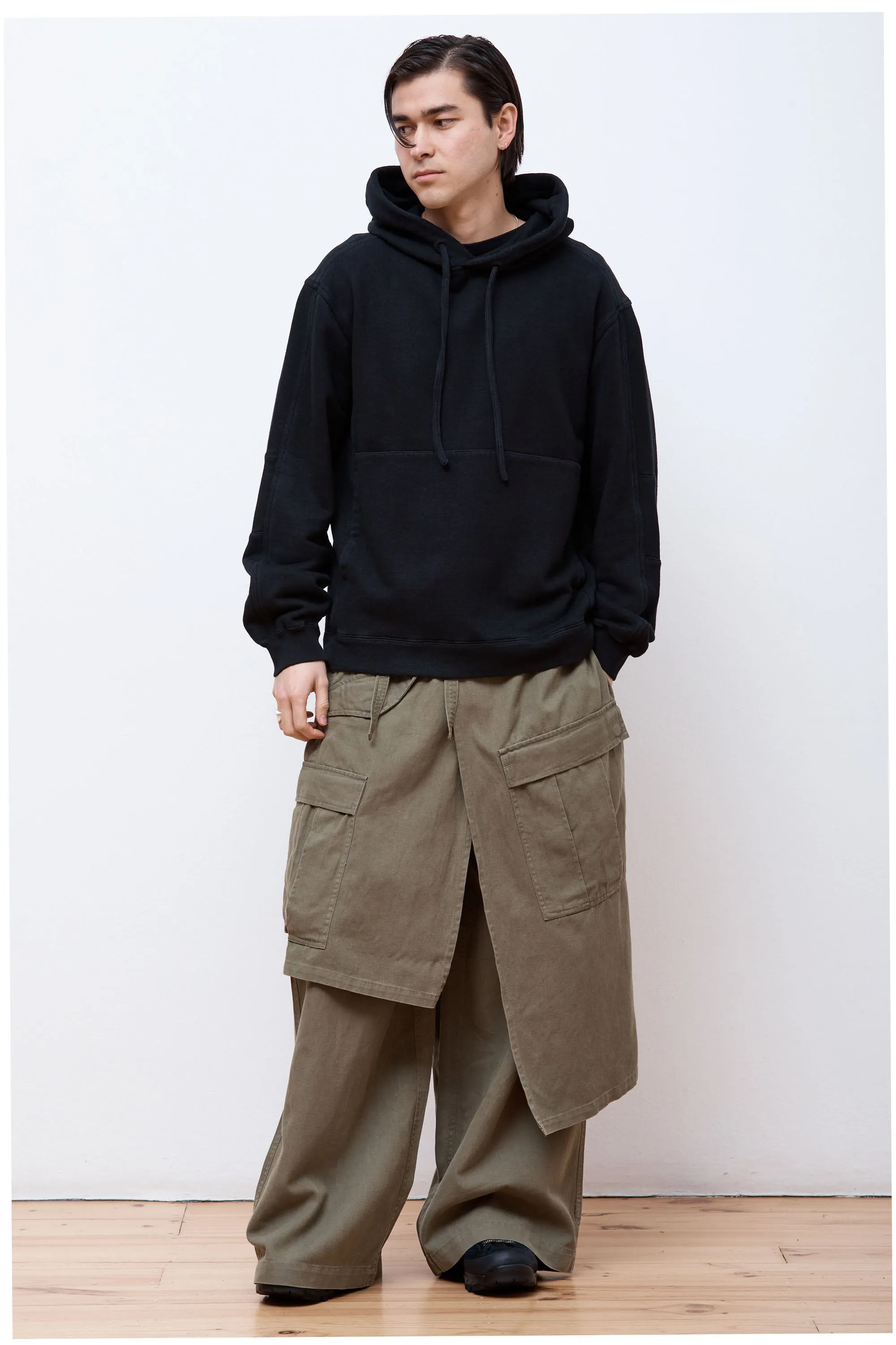 Articulated Hemp Hooded Sweat Black