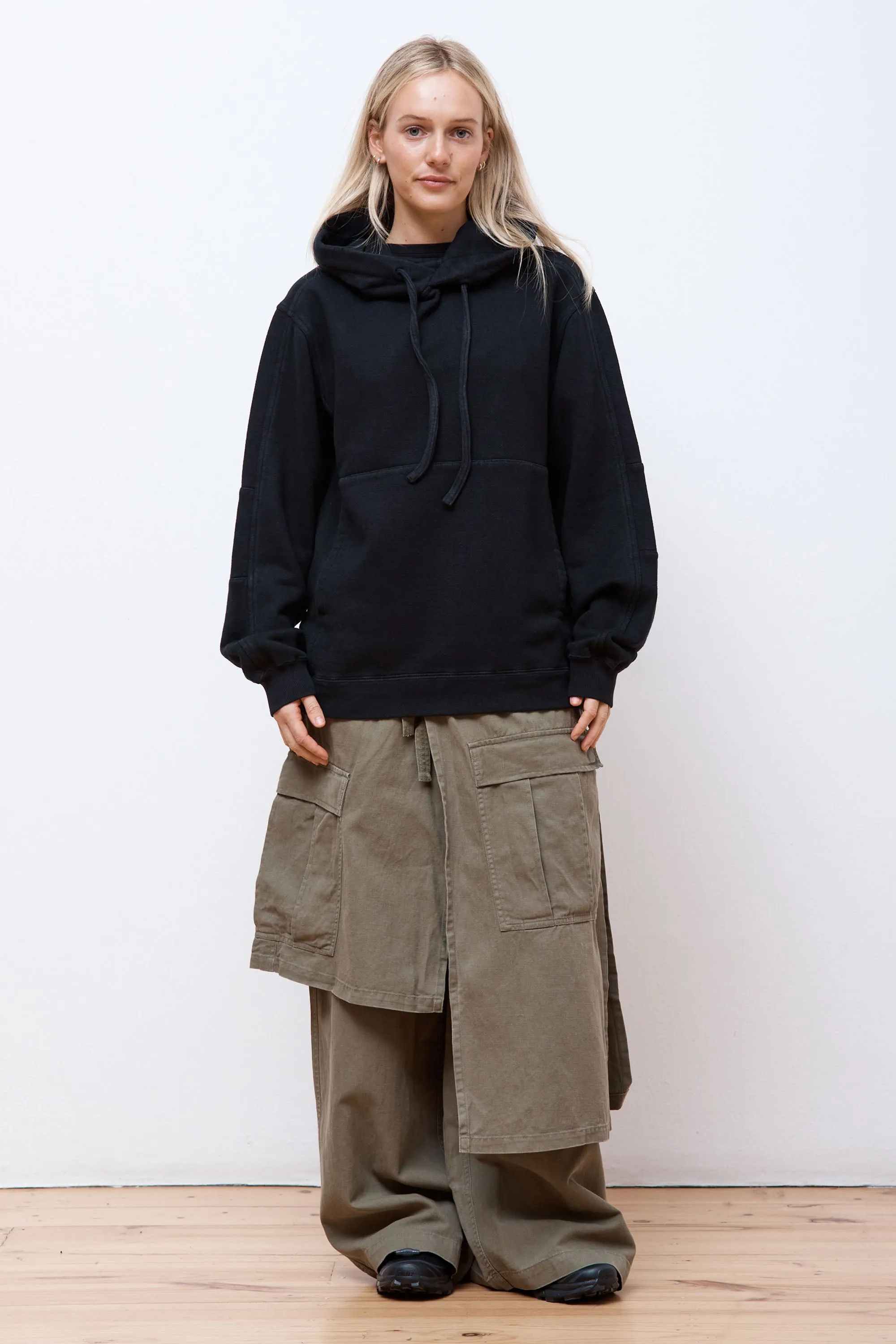 Articulated Hemp Hooded Sweat Black