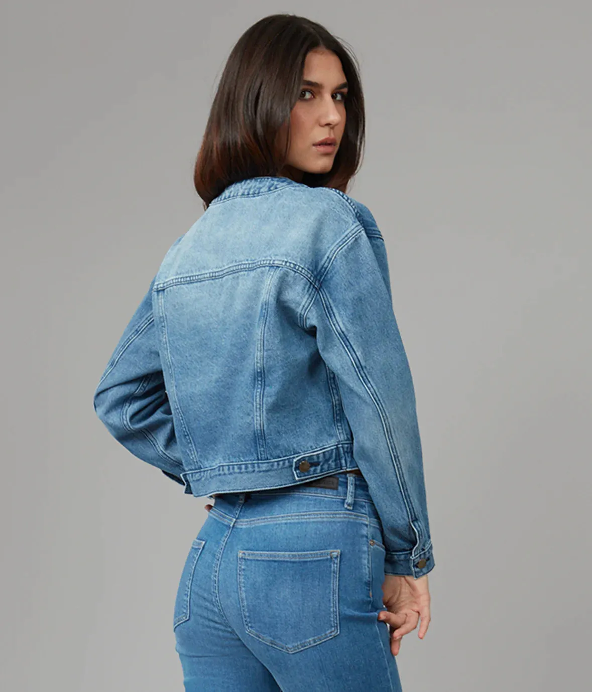 Aurora Cropped Denim Jacket - Morning Day Light