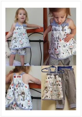 Baby & toddler pdf sewing pattern RUFFLES BABY TOP & PANTS sizes 3 months to 6 years