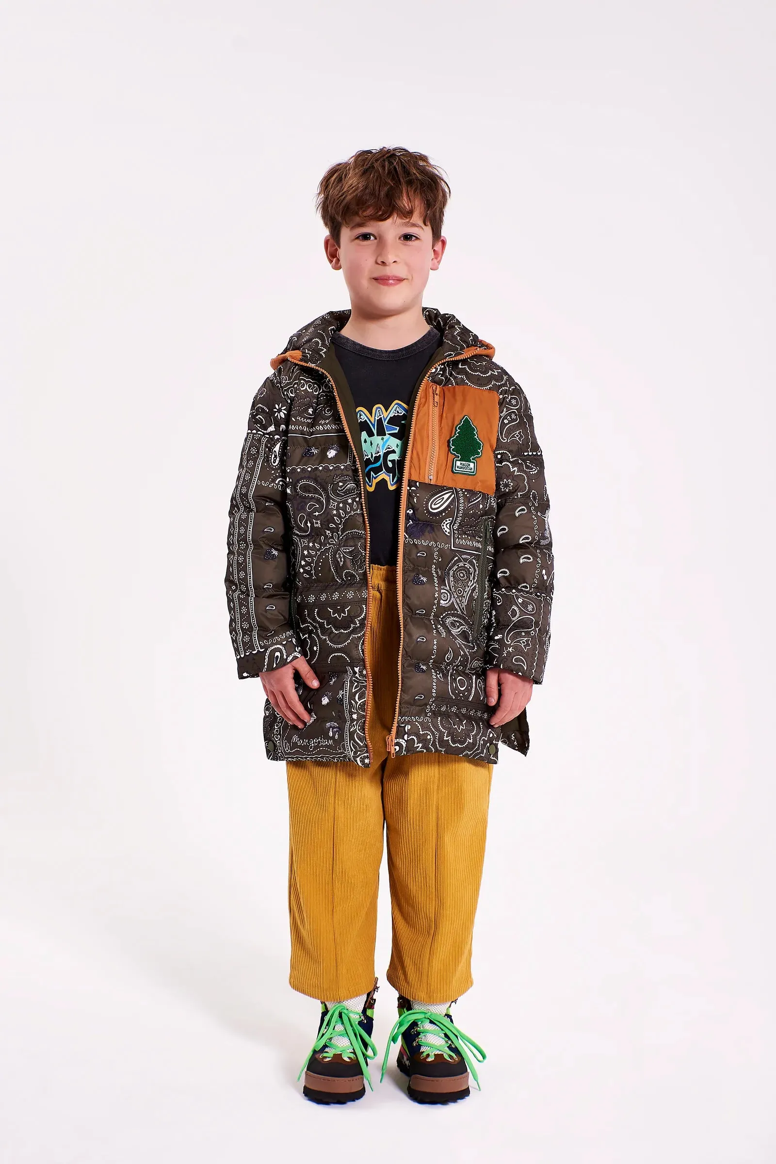 Bandana Padded Parka-Green 4Y