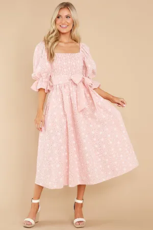 Beautiful Glow Blush Pink Floral Eyelet Dress