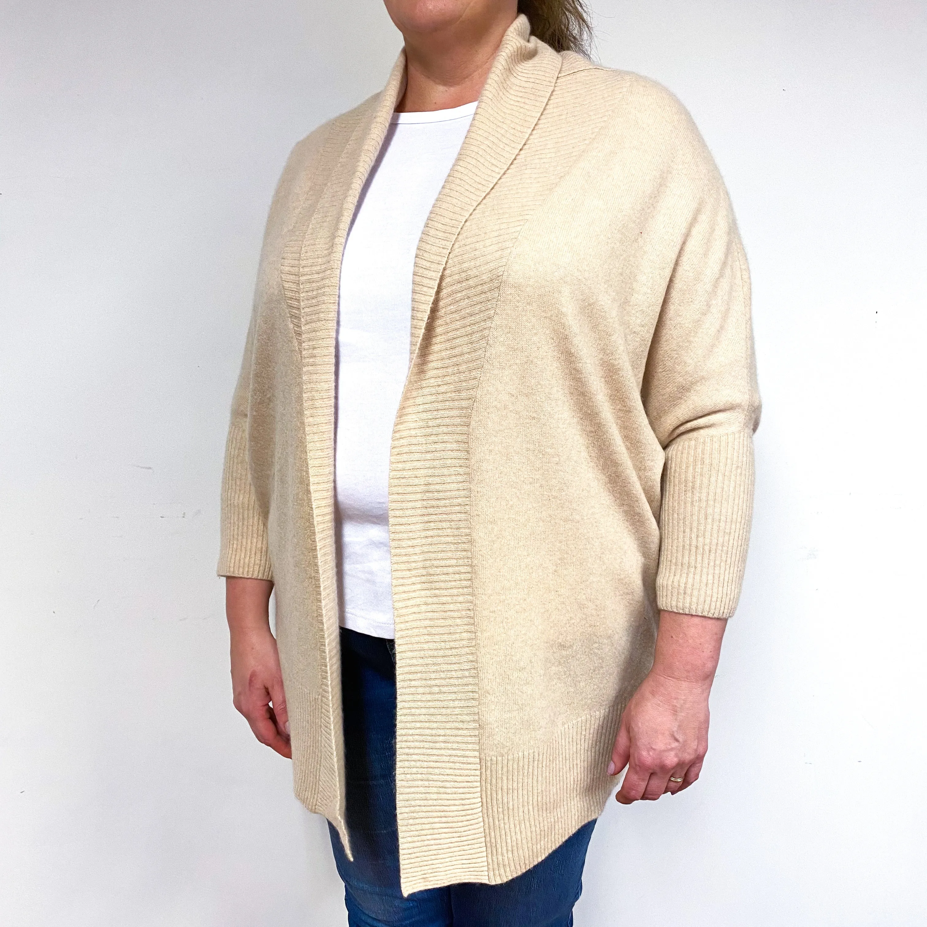 Beige Cashmere Edge-Edge Cardigan Extra Extra Large