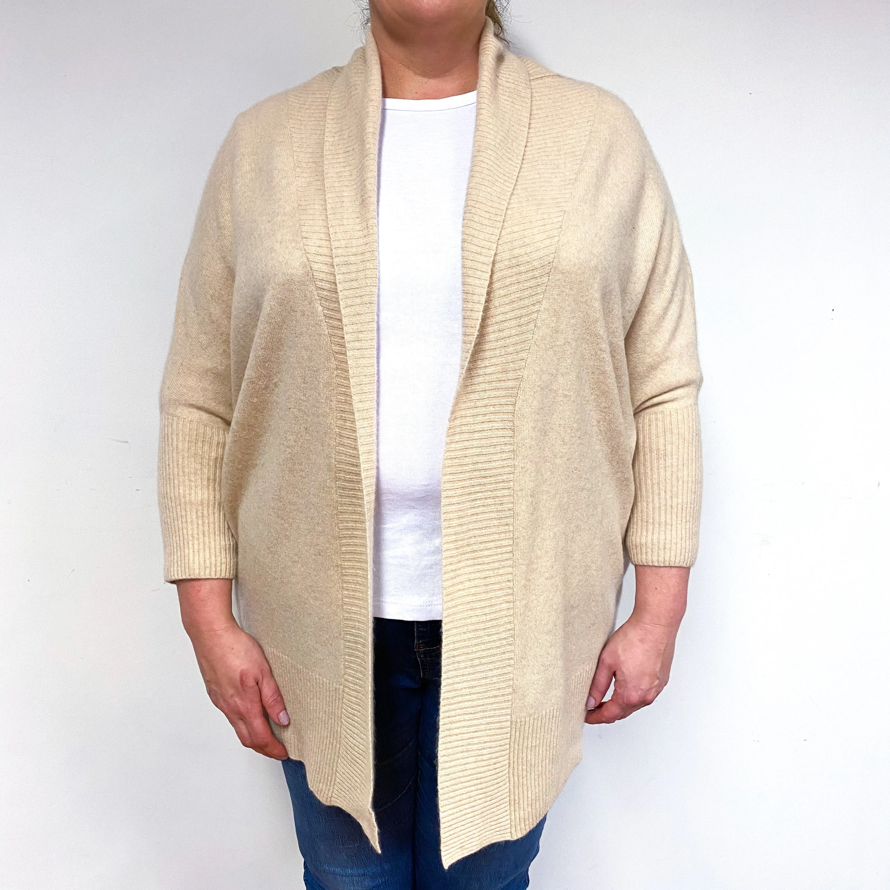 Beige Cashmere Edge-Edge Cardigan Extra Extra Large