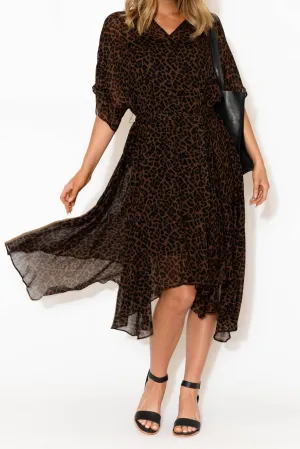 Beside You Brown Animal Dress