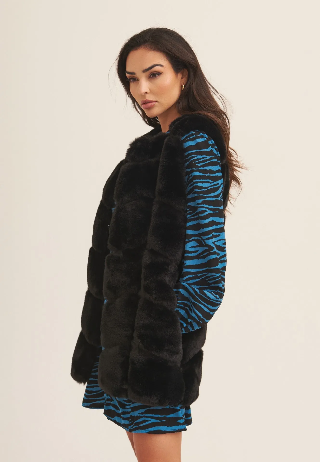 Black Box Cut Faux Fur Gilet Jacket