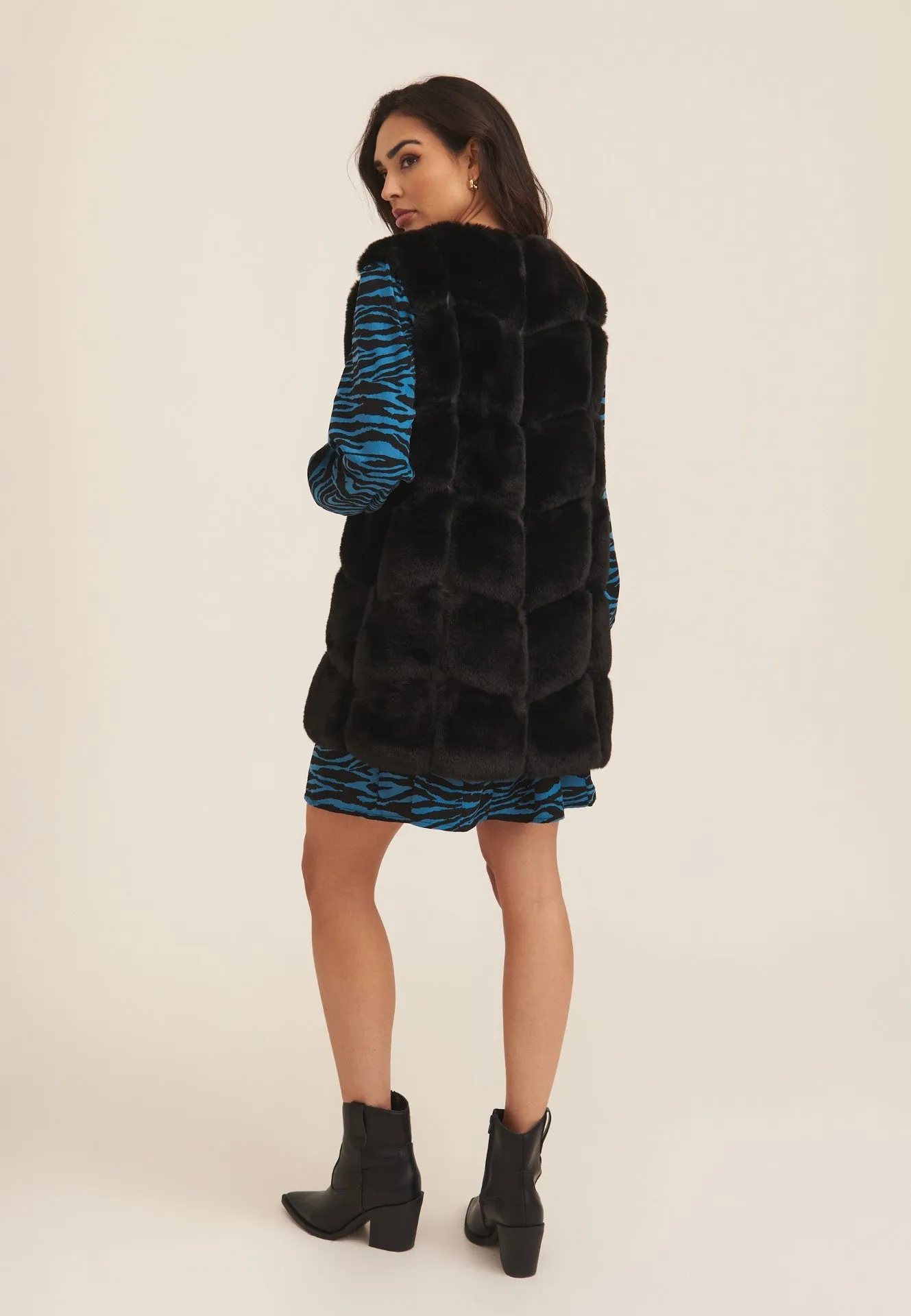 Black Box Cut Faux Fur Gilet Jacket