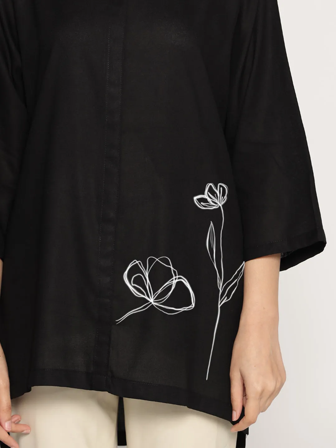 Black Rayon ShirtTop - Ravissant