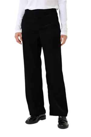 BLACK STRAIGHT LEG HIGH WAIST CORDUROY PANTS