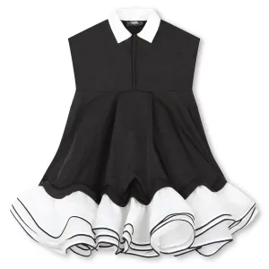 Black White Short Sleeve Collar Dress