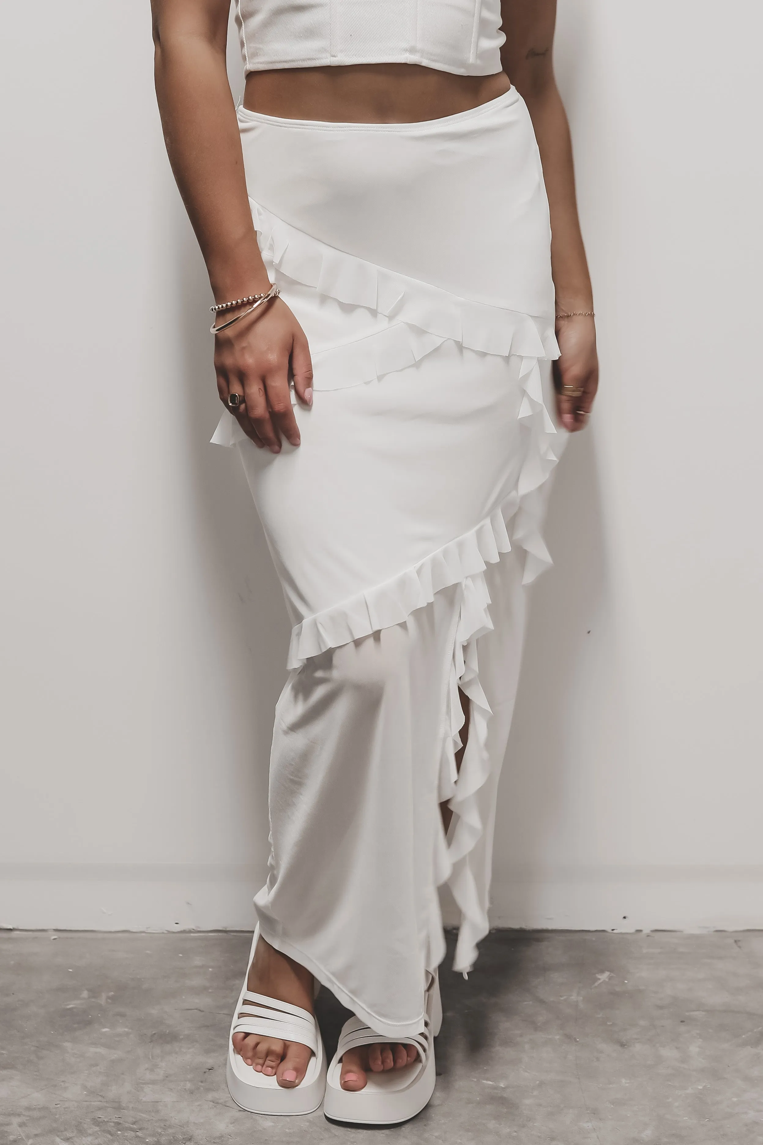 Blown In With Wind Mesh Maxi Skirt