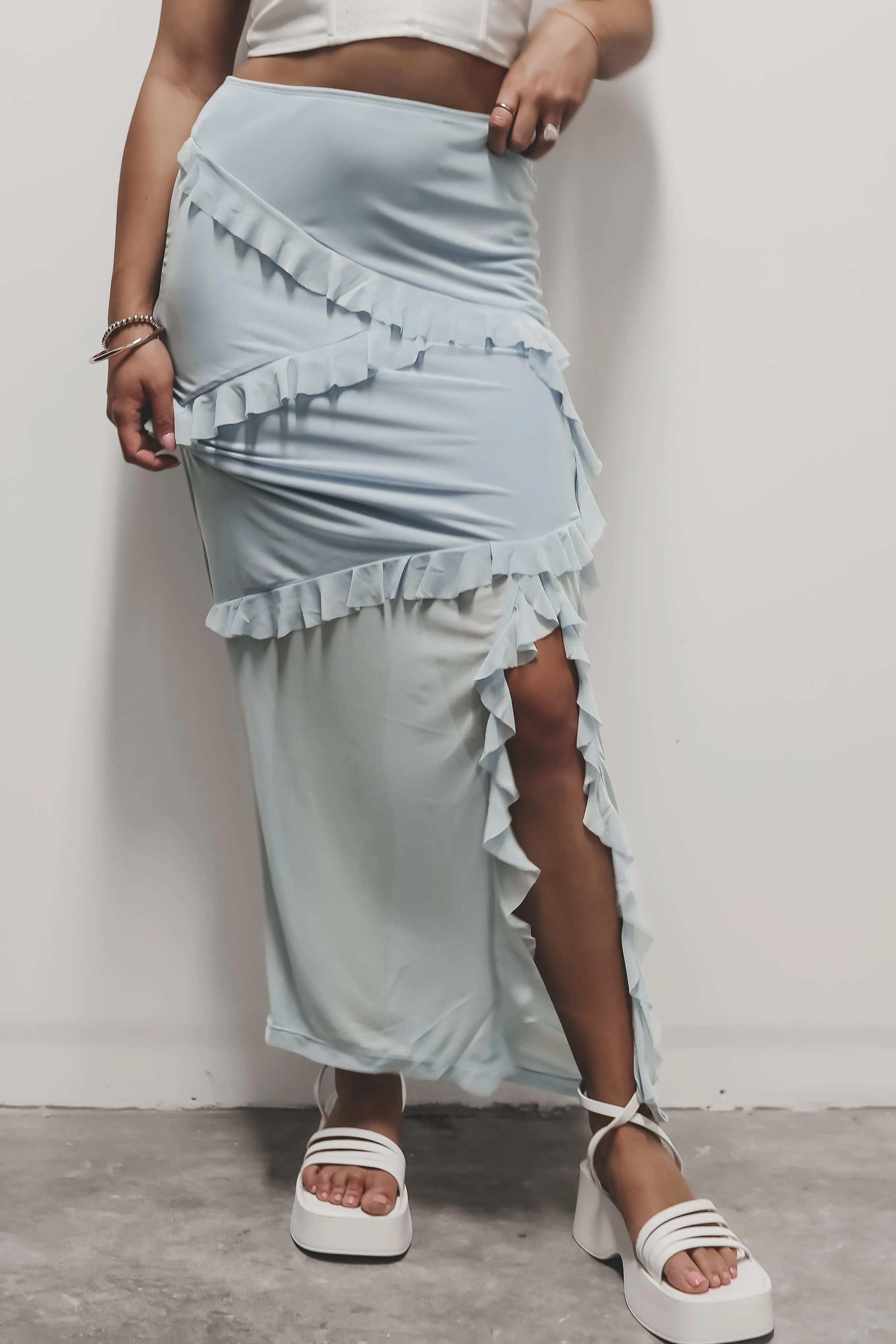 Blown In With Wind Mesh Maxi Skirt