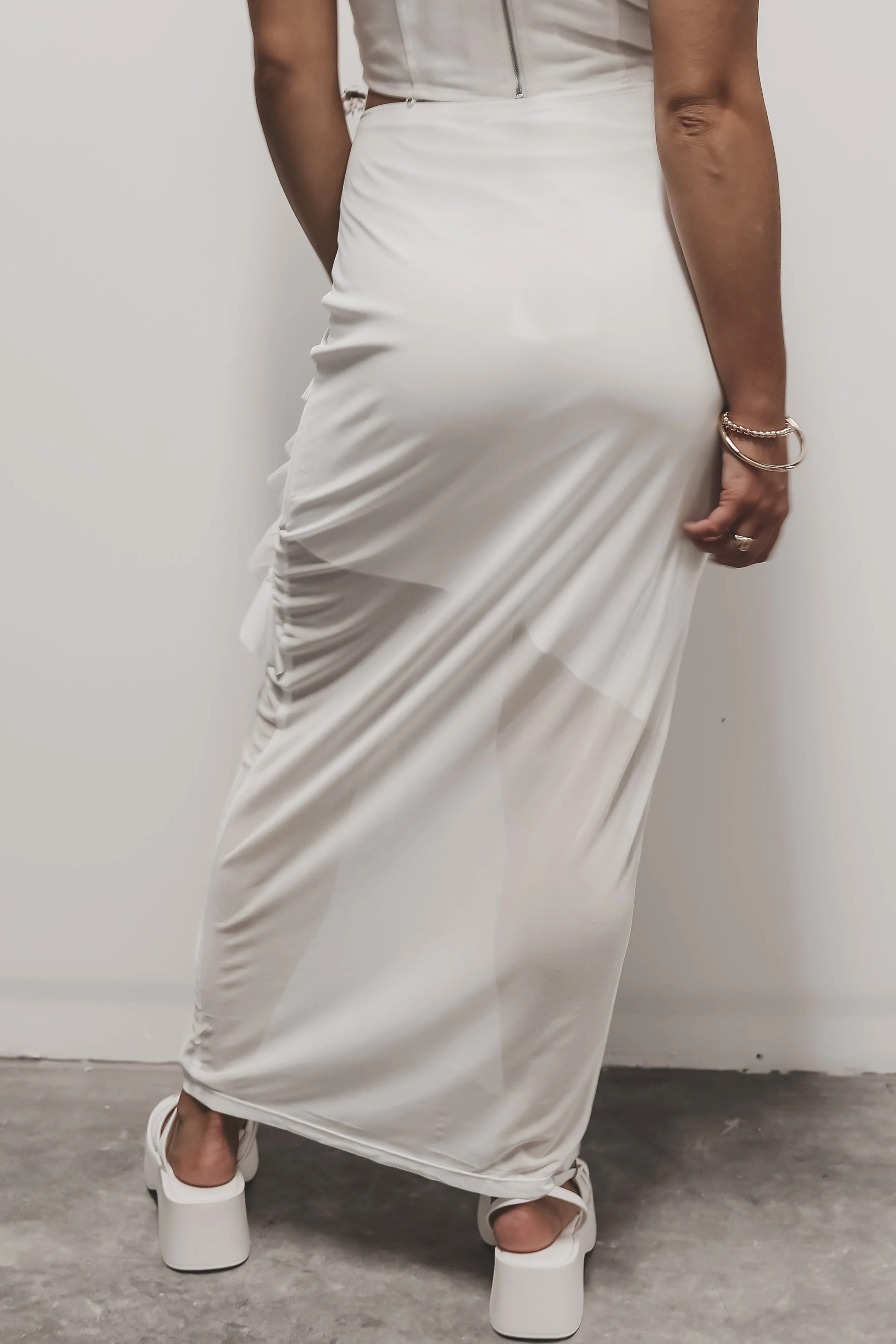 Blown In With Wind Mesh Maxi Skirt