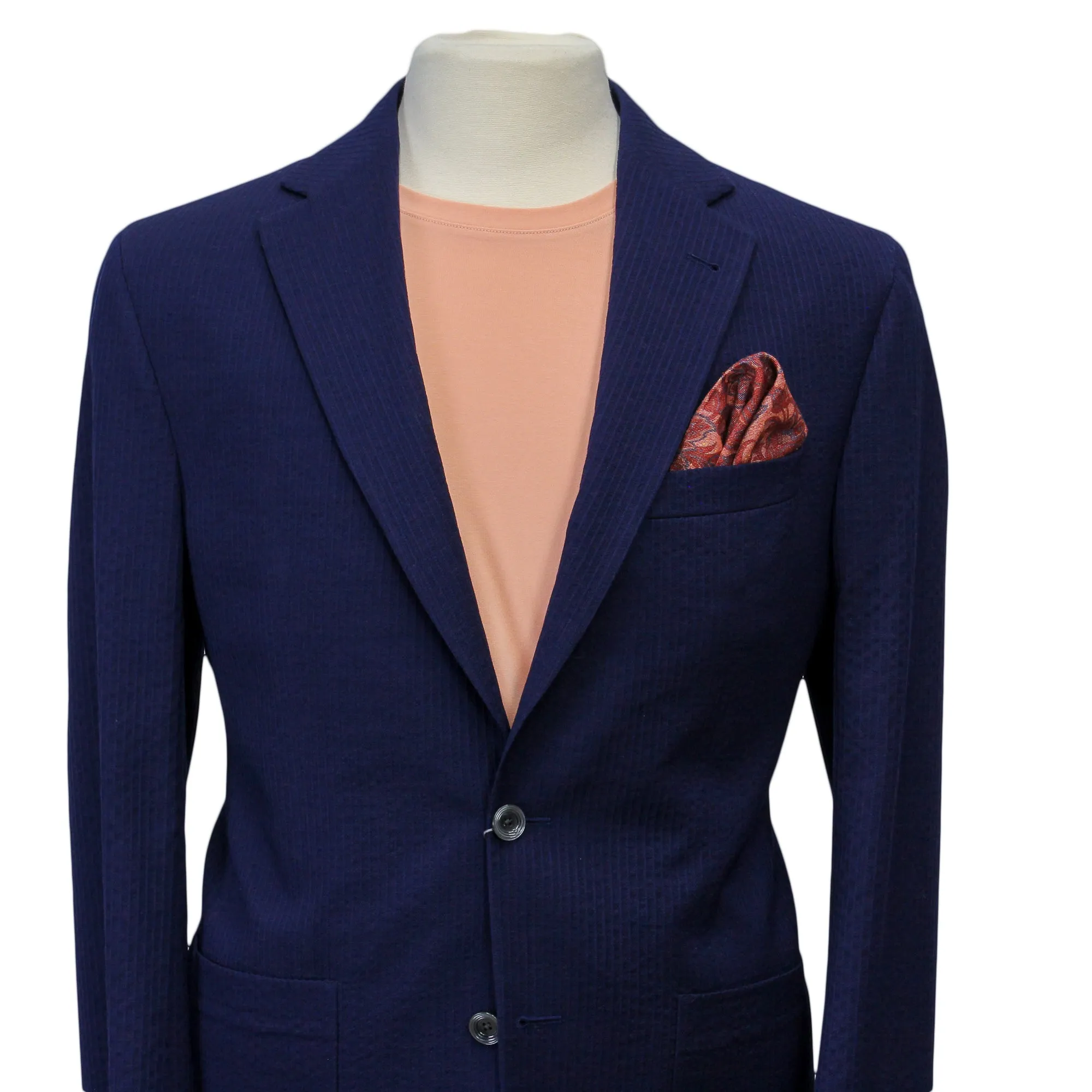 Blue Seersucker Morton Contemporary Fit Sport Jacket- Jack Victor