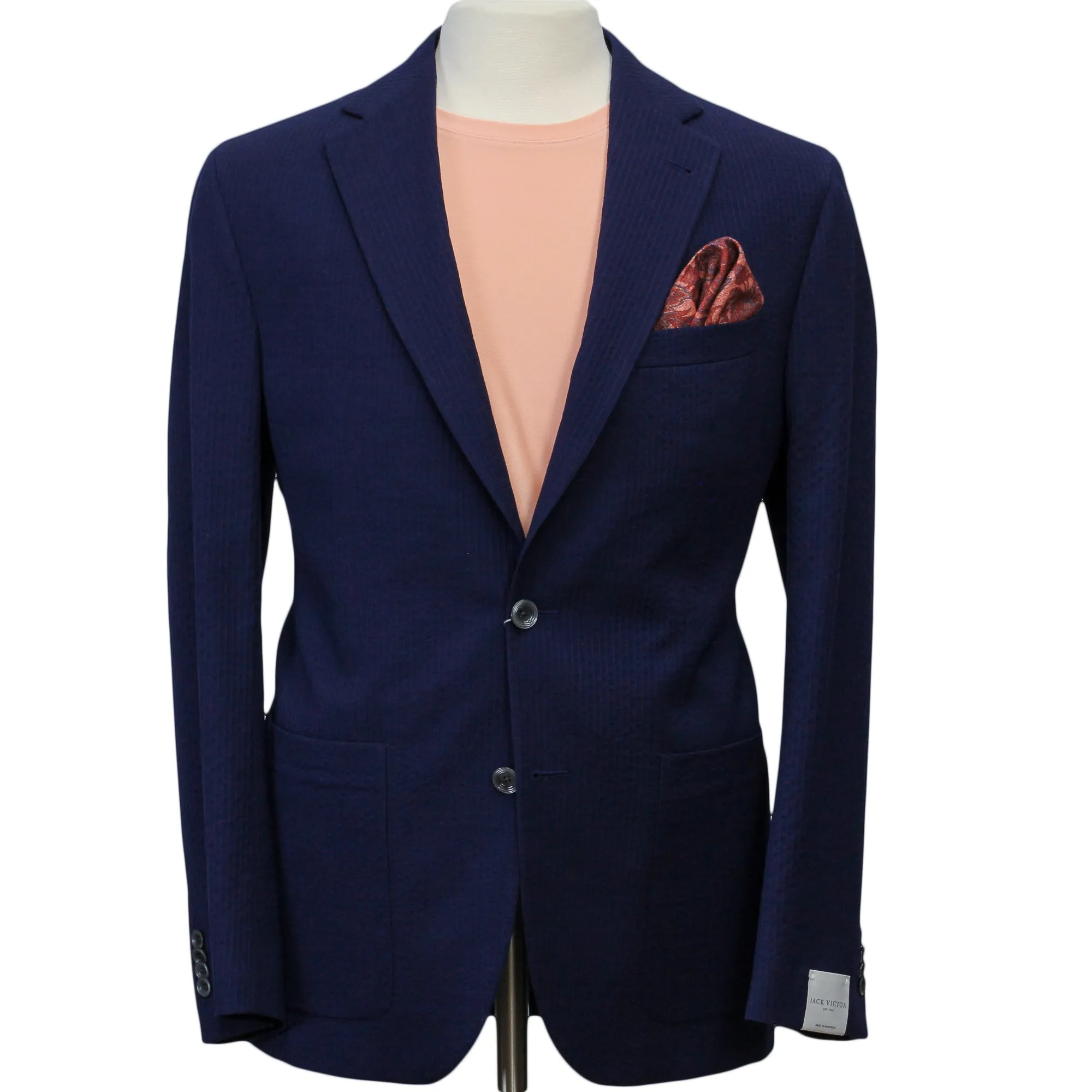 Blue Seersucker Morton Contemporary Fit Sport Jacket- Jack Victor