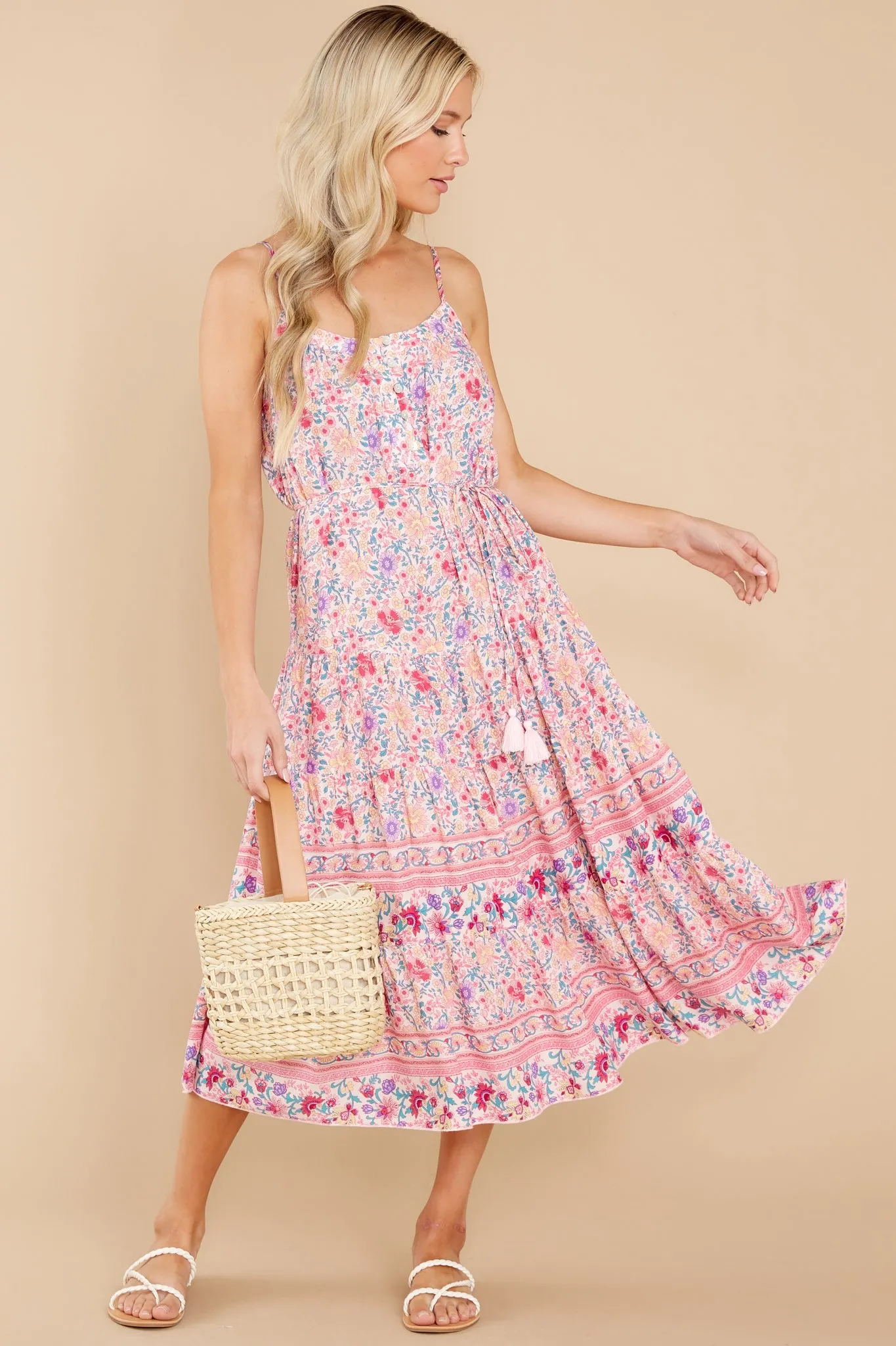 Boldly Blooming Pink Floral Print Dress