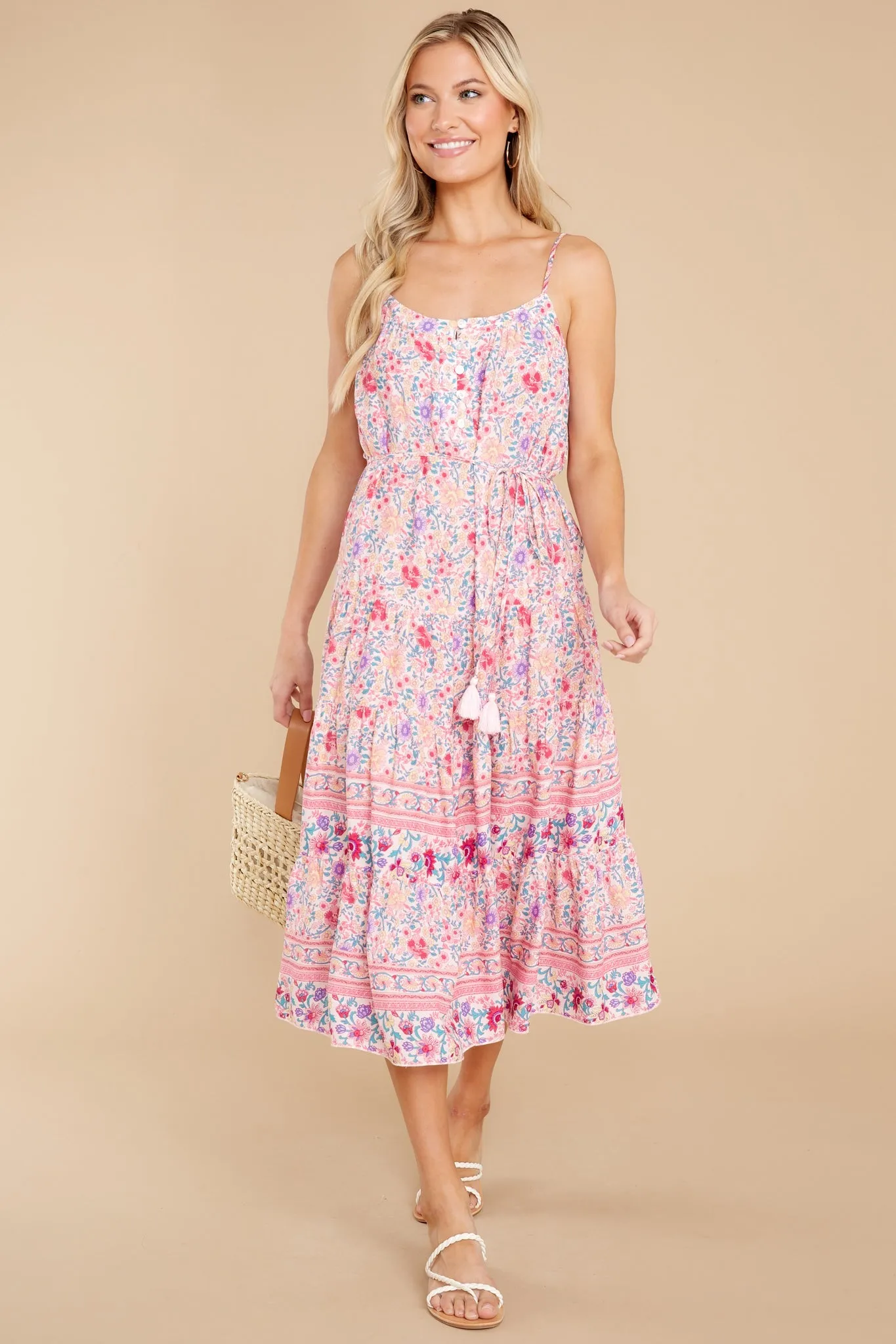 Boldly Blooming Pink Floral Print Dress