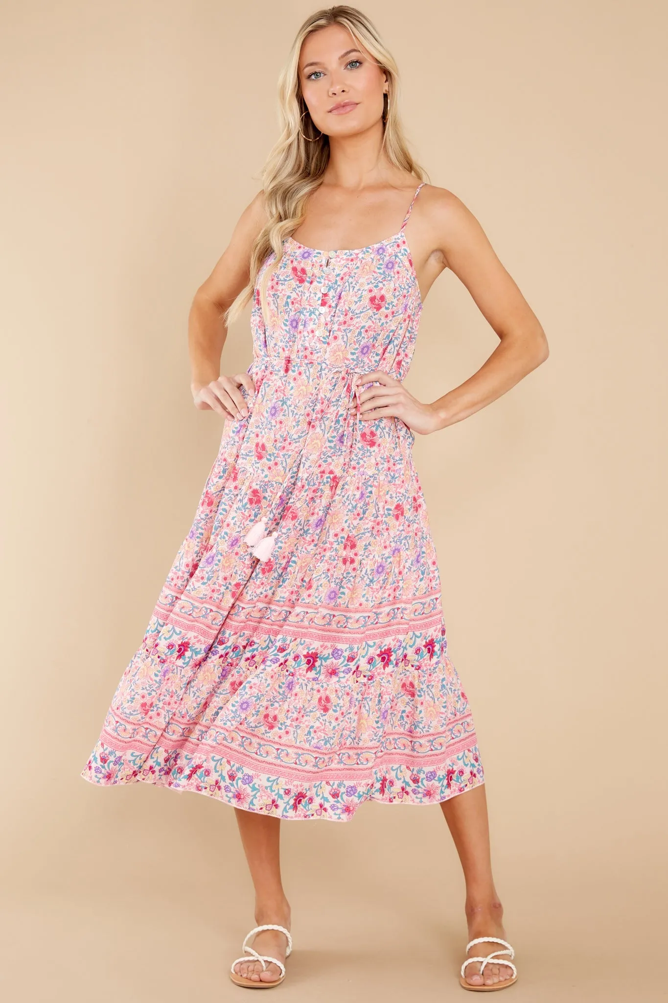 Boldly Blooming Pink Floral Print Dress