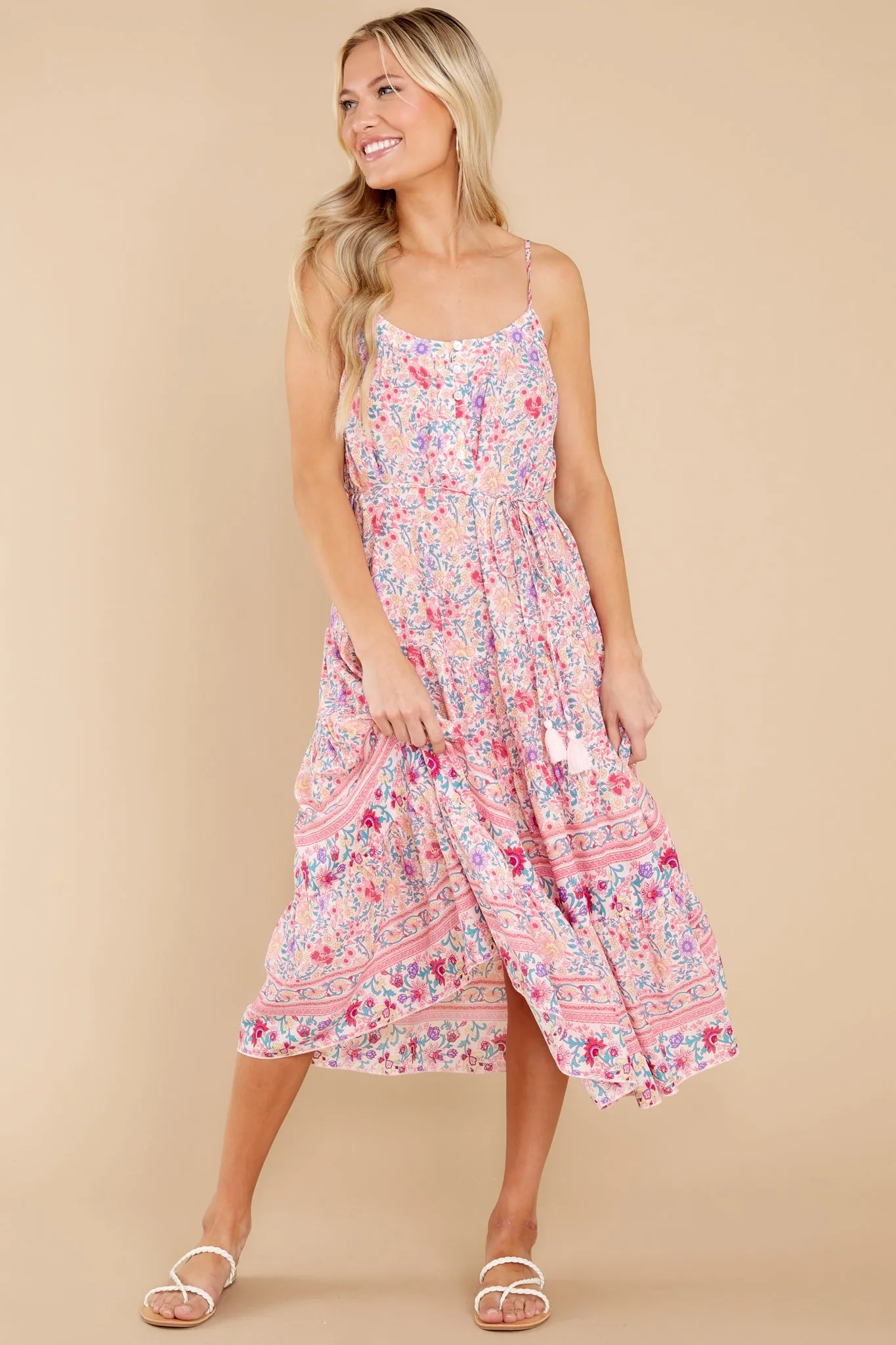 Boldly Blooming Pink Floral Print Dress