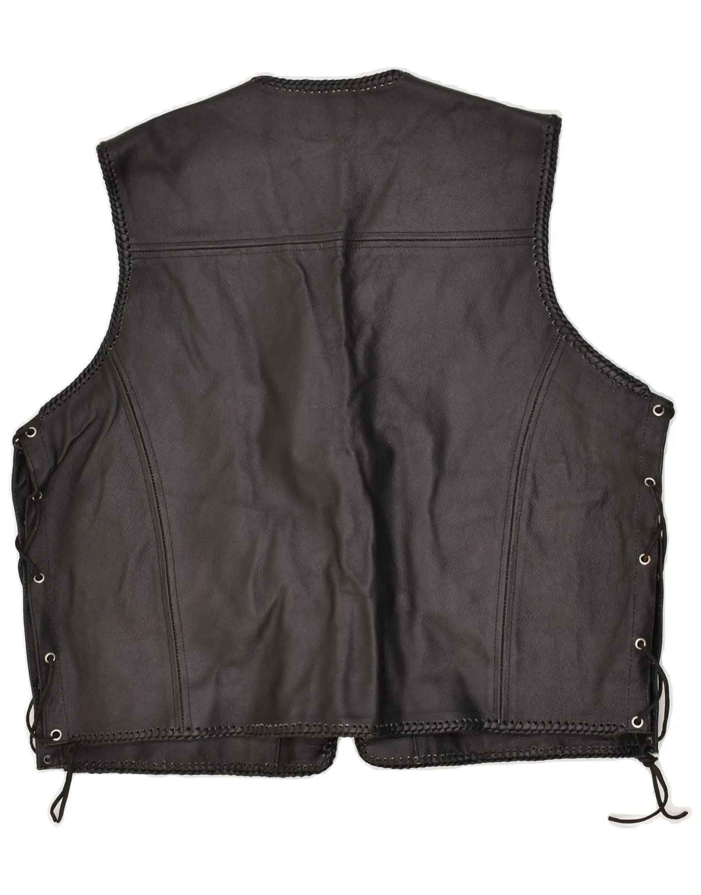 BONGOSSI TRADE Mens Leather Gilet UK 46 3XL Black