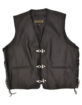 BONGOSSI TRADE Mens Leather Gilet UK 46 3XL Black