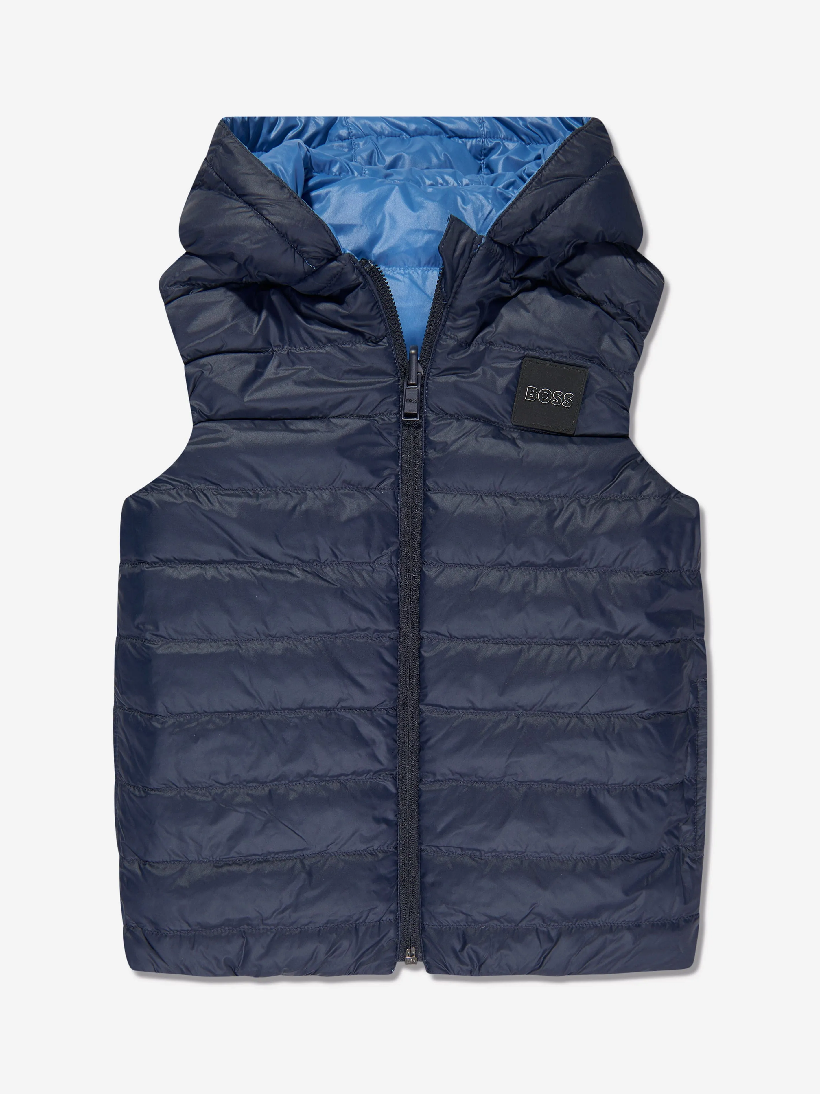 BOSS Boys Reversible Puffer Gilet in Blue