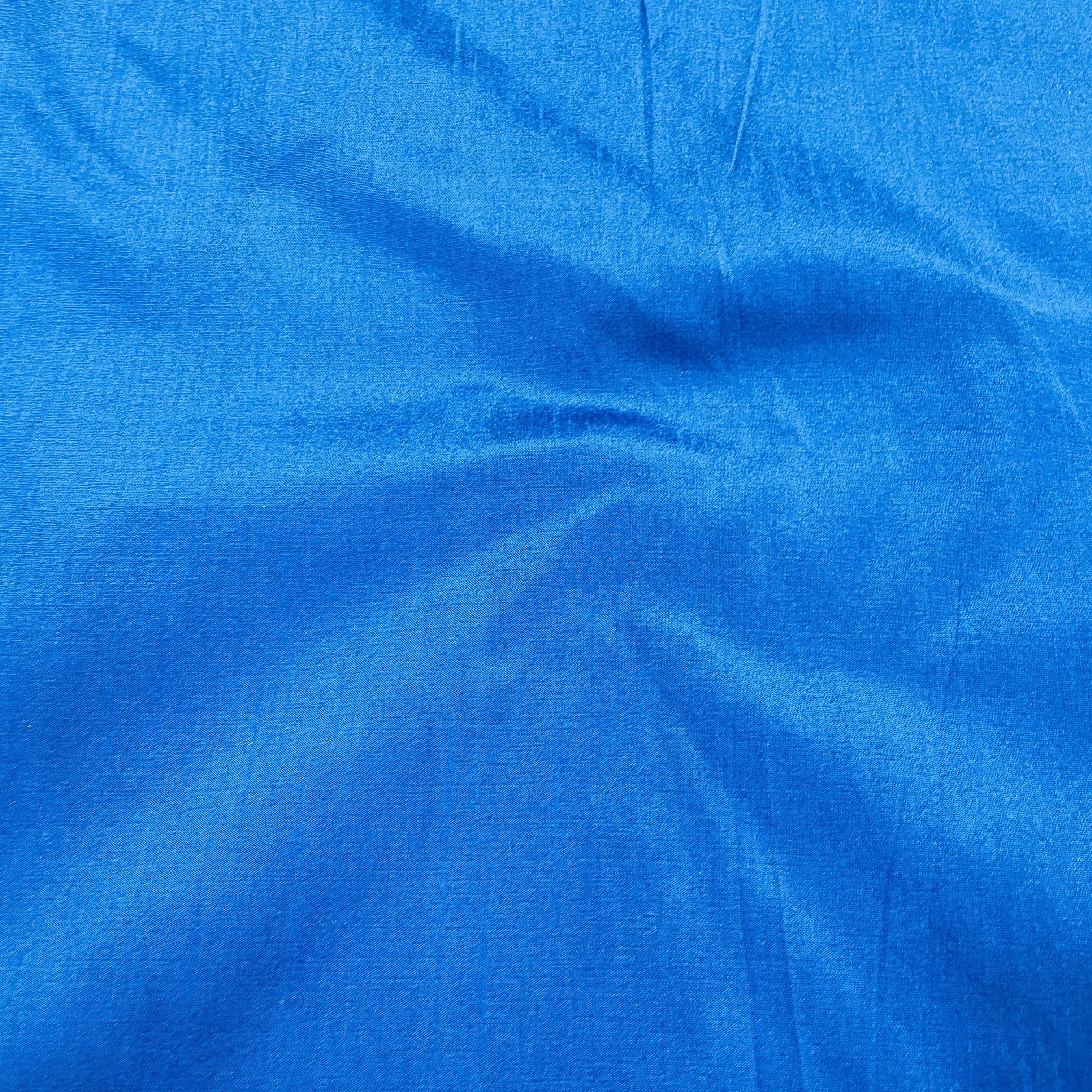 Bright Blue Solid Dupian Silk Fabric