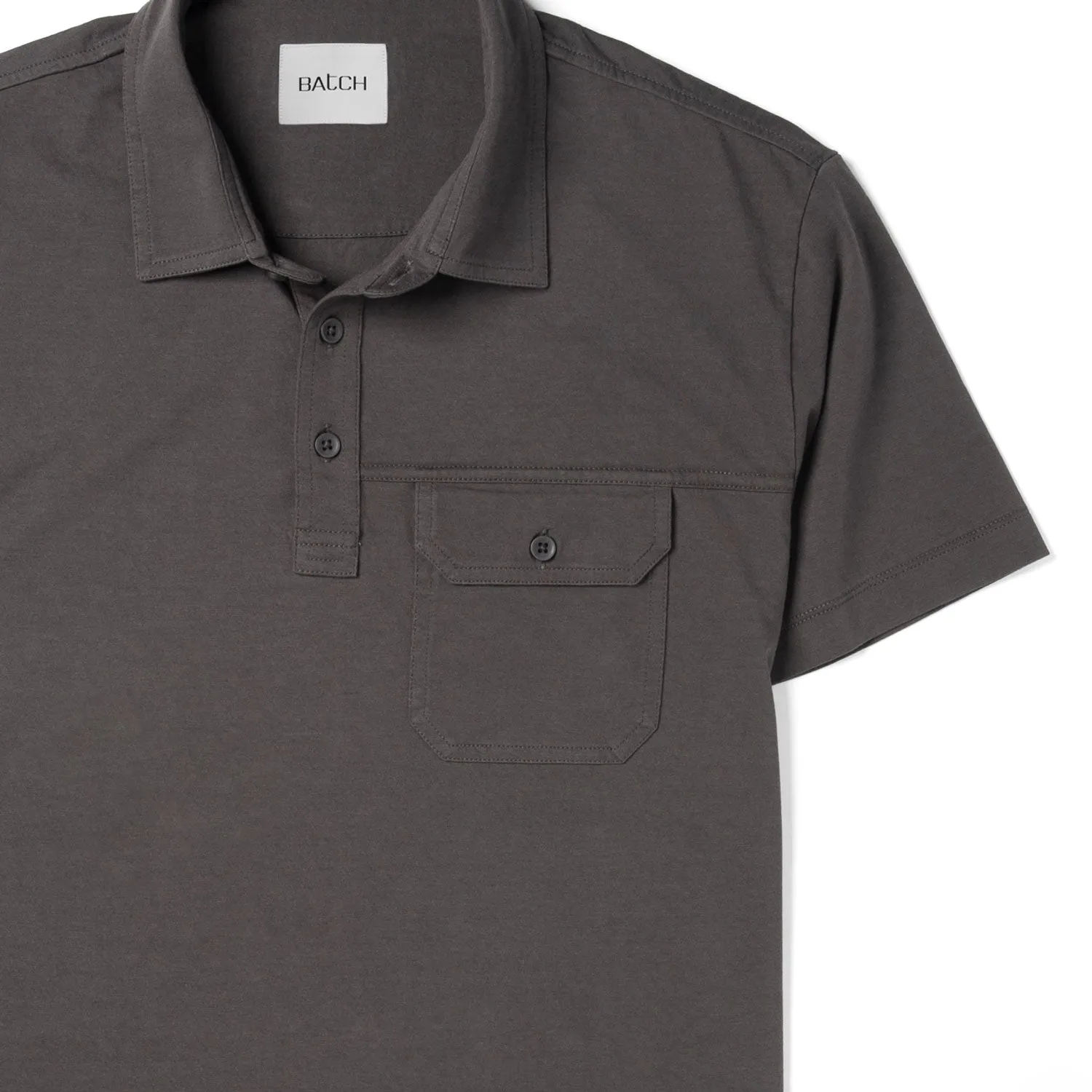 Builder Short Sleeve Polo Shirt –  Slate Gray Cotton Jersey