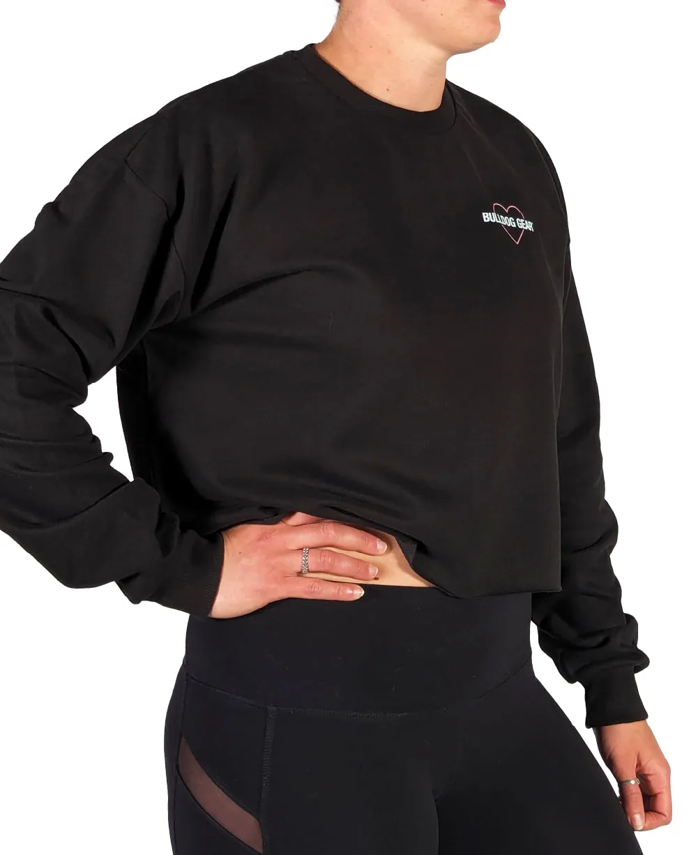 Bulldog Gear Limited Edition Ladies Cropped Jumper - Black - "We Love Bulldog"