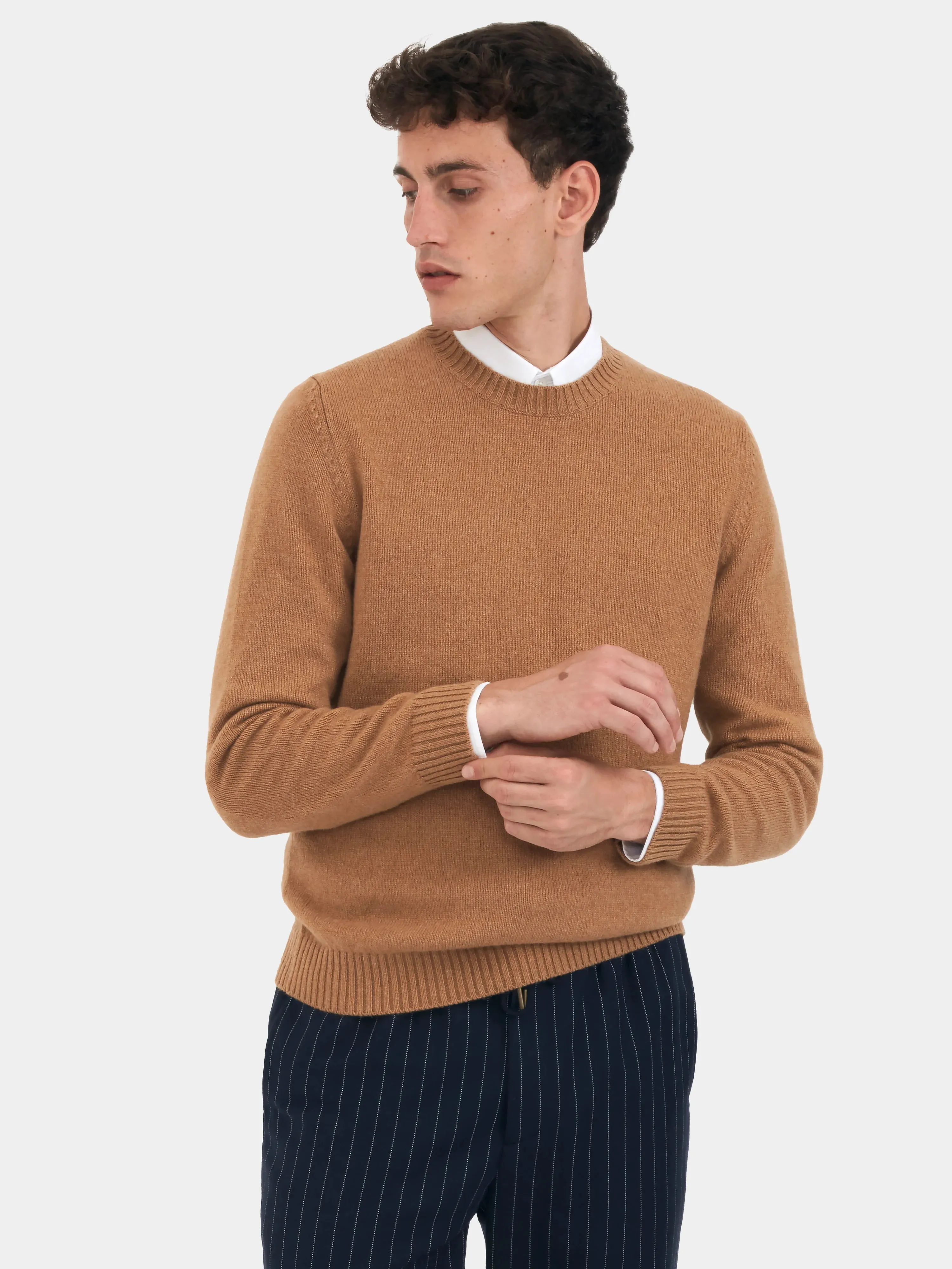 Camel Cashmere Crew Neck Jumper