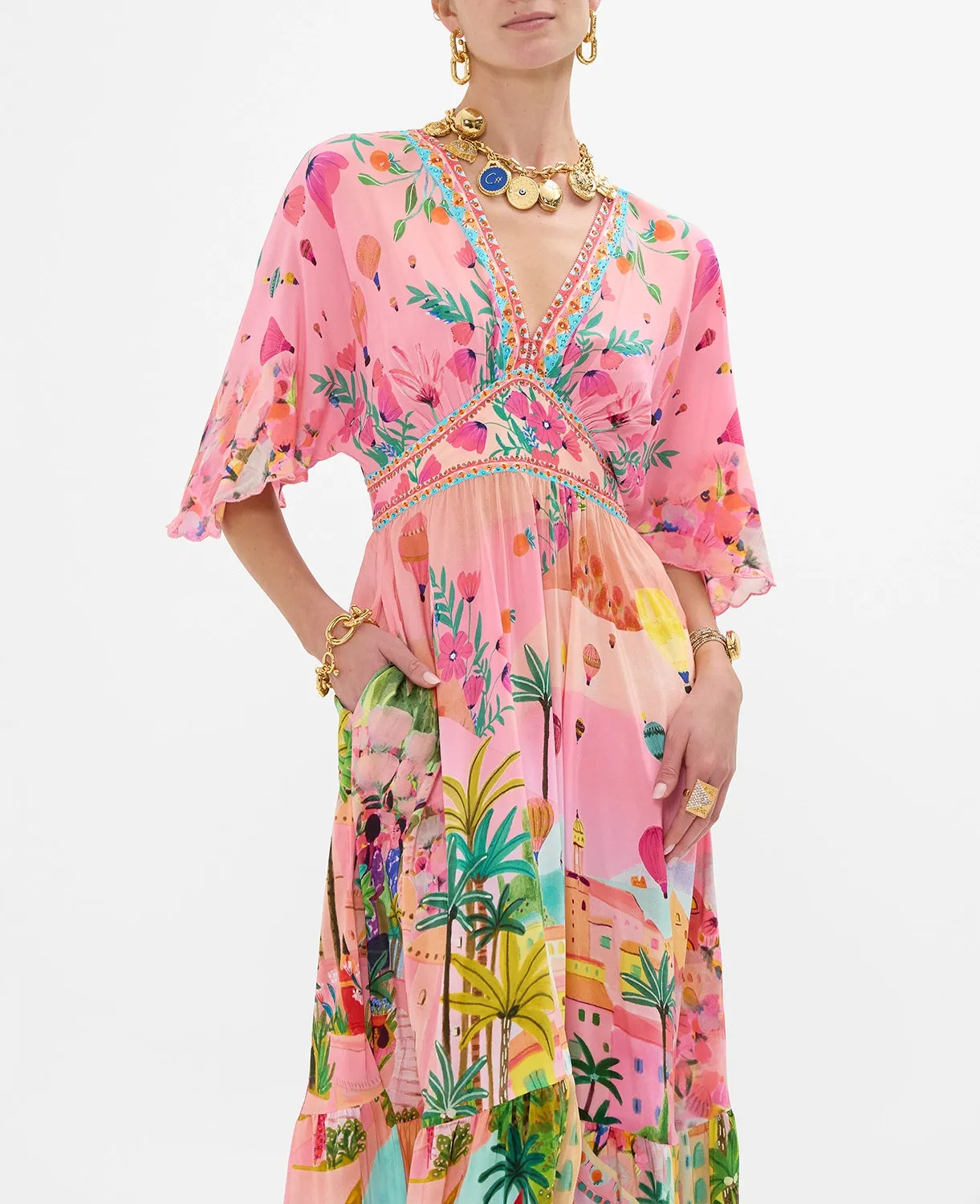 CAMILLA | Sister Sunset Waisted dress with hem ruffle