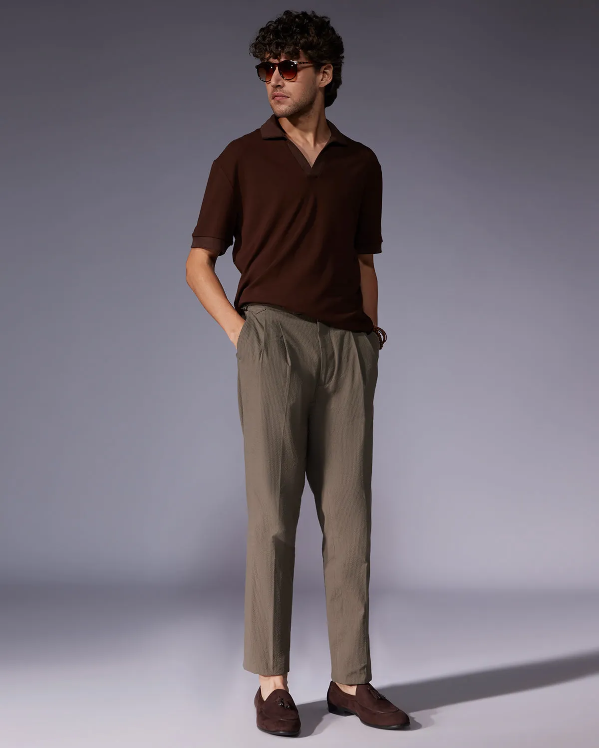 Canopy Seersucker Neapolitan Dress Pants - Olive