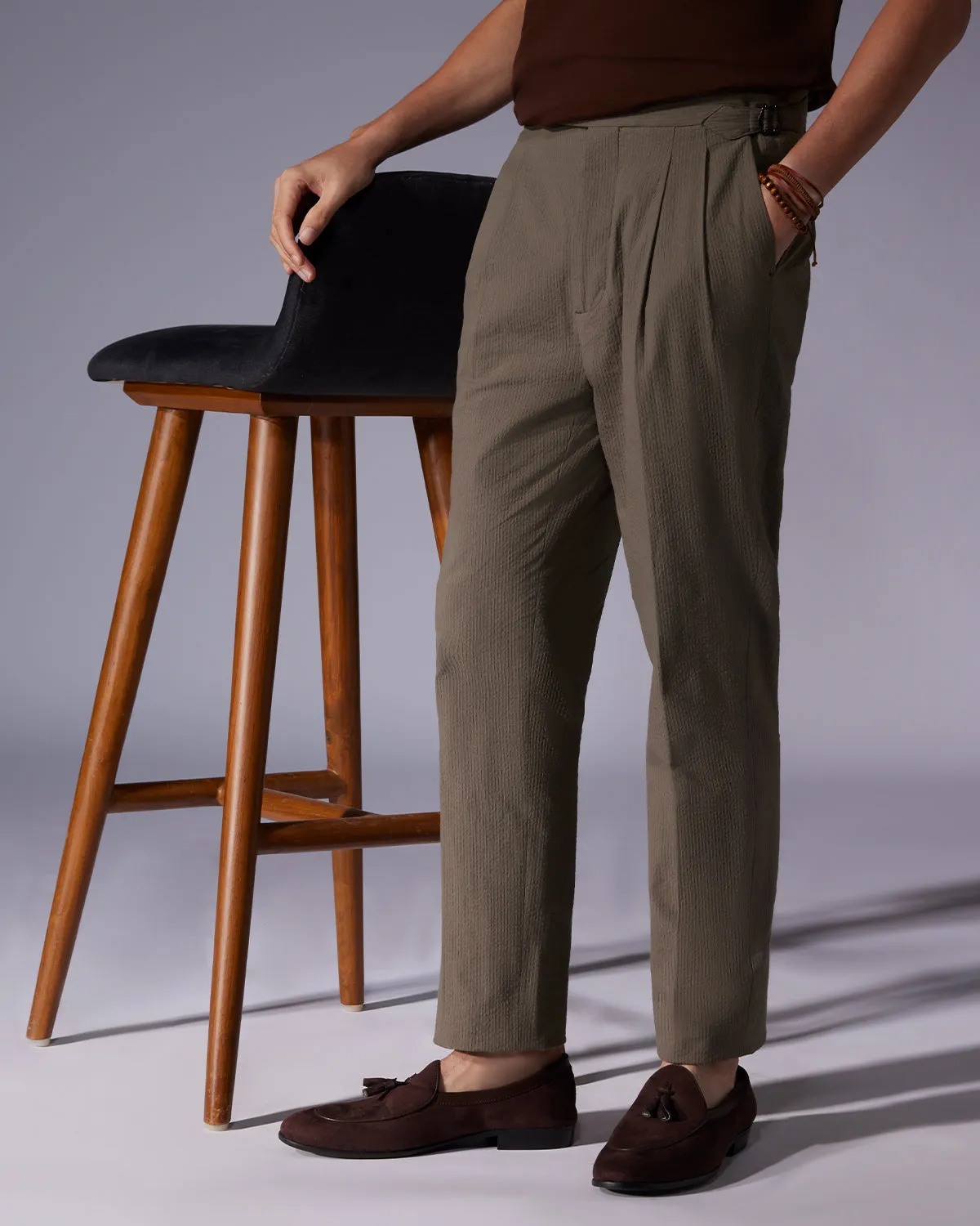 Canopy Seersucker Neapolitan Dress Pants - Olive