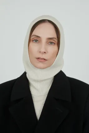 Cathy knitted balaclava hat | Off white - Cashmere wool